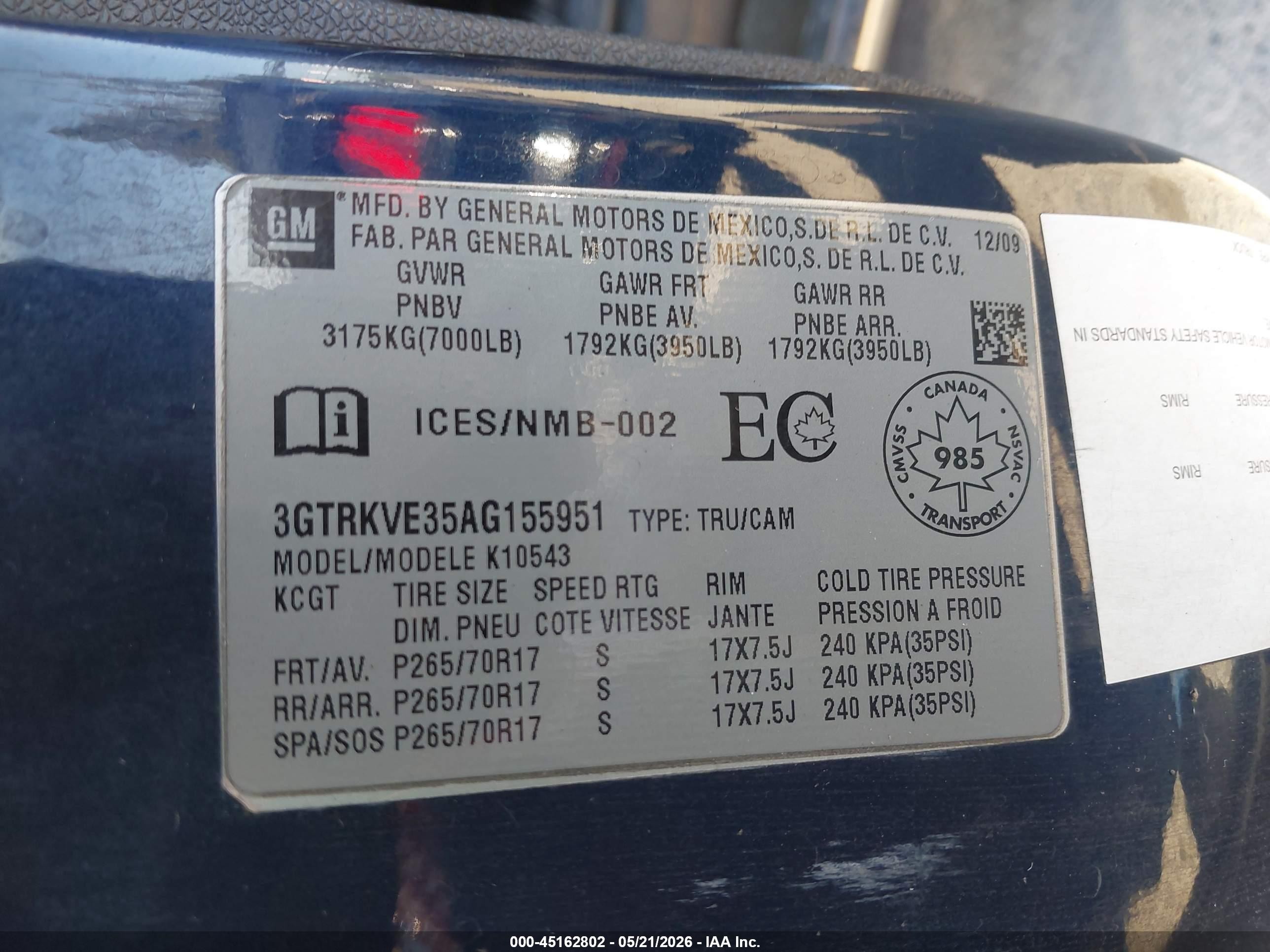 2010 Gmc Sierra 1500 Sle Dark Blue vin: 3GTRKVE35AG155951