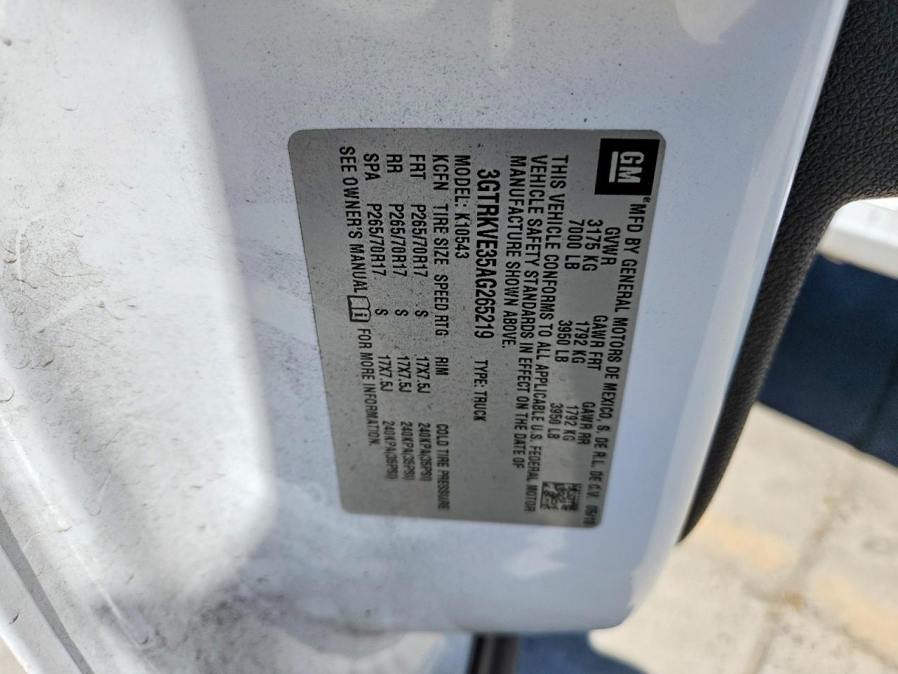 2010 Gmc Sierra K1500 Sle White vin: 3GTRKVE35AG265219