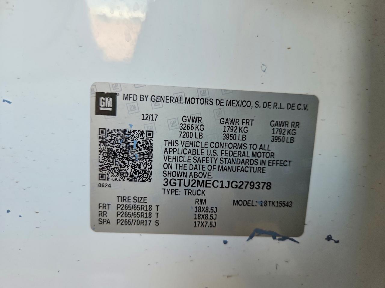 2018 Gmc Sierra K1500 Sle White vin: 3GTU2MEC1JG279378