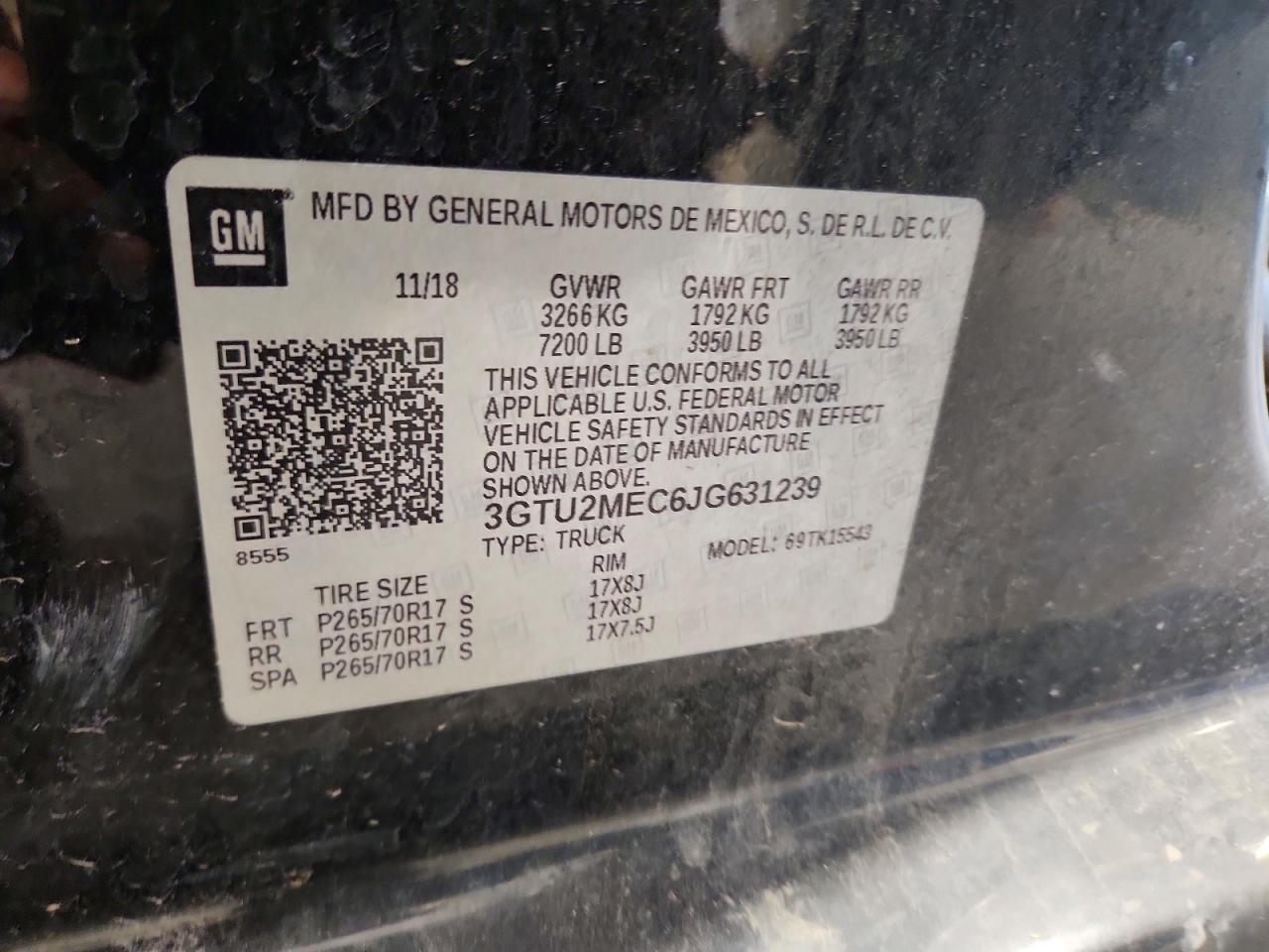 2018 Gmc Sierra K1500 Sle Black vin: 3GTU2MEC6JG631239