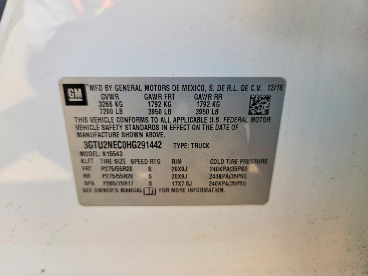2017 Gmc Sierra K1500 Slt White vin: 3GTU2NEC0HG291442