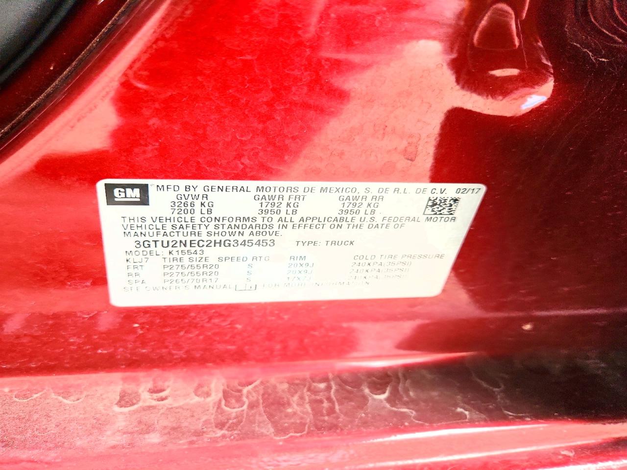 2017 Gmc Sierra K1500 Slt Burgundy vin: 3GTU2NEC2HG345453