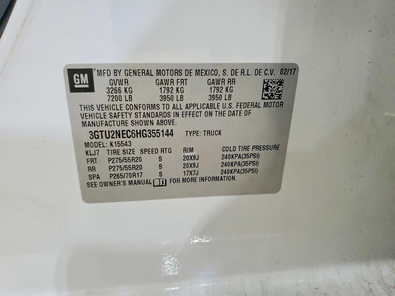 2017 Gmc Sierra K1500 Slt White vin: 3GTU2NEC6HG355144