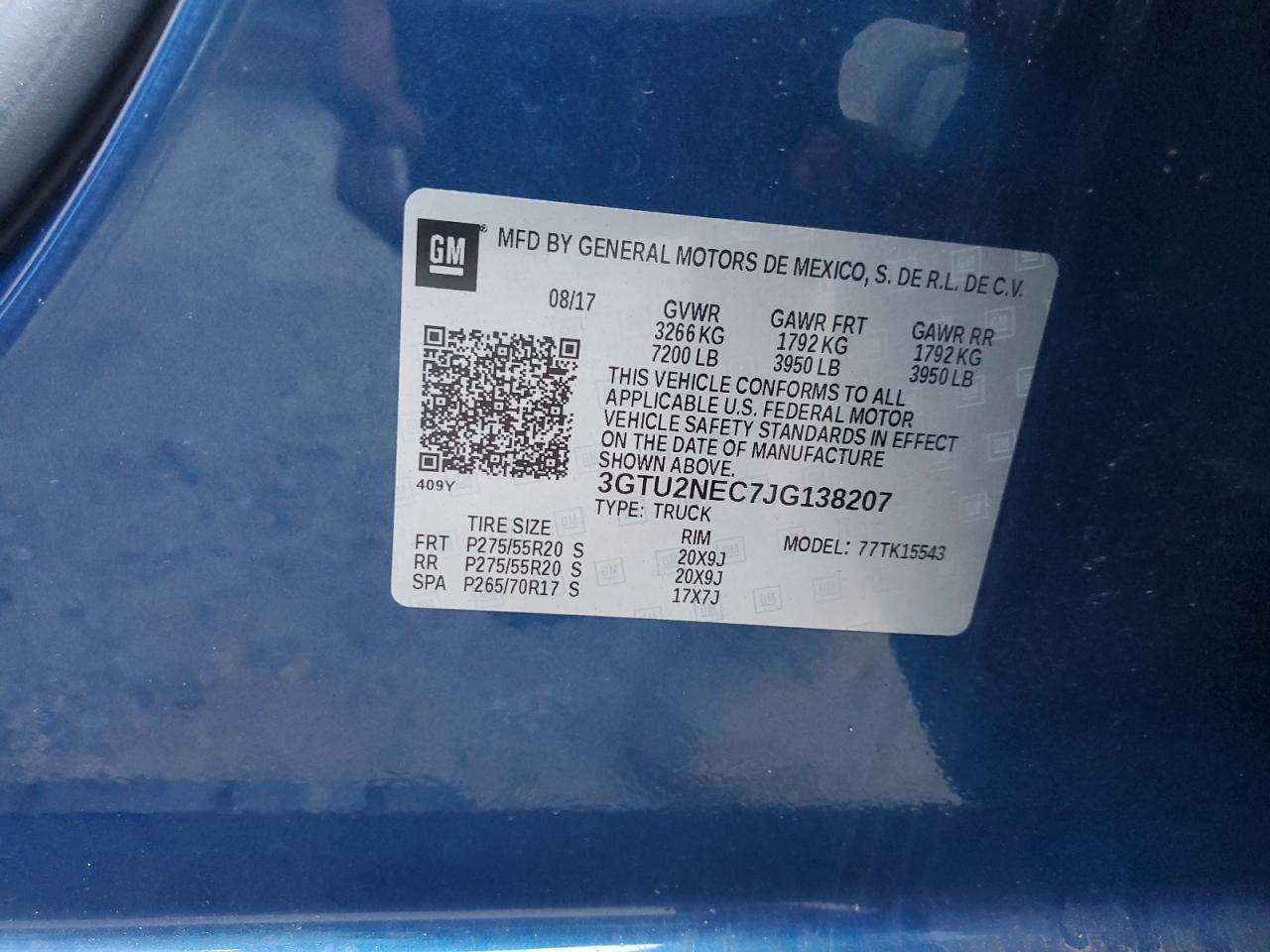 2018 Gmc Sierra K1500 Slt Blue vin: 3GTU2NEC7JG138207