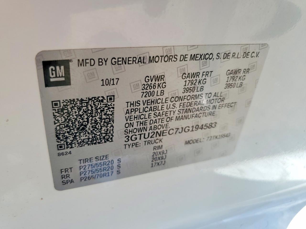 2018 Gmc Sierra K1500 Slt White vin: 3GTU2NEC7JG194583