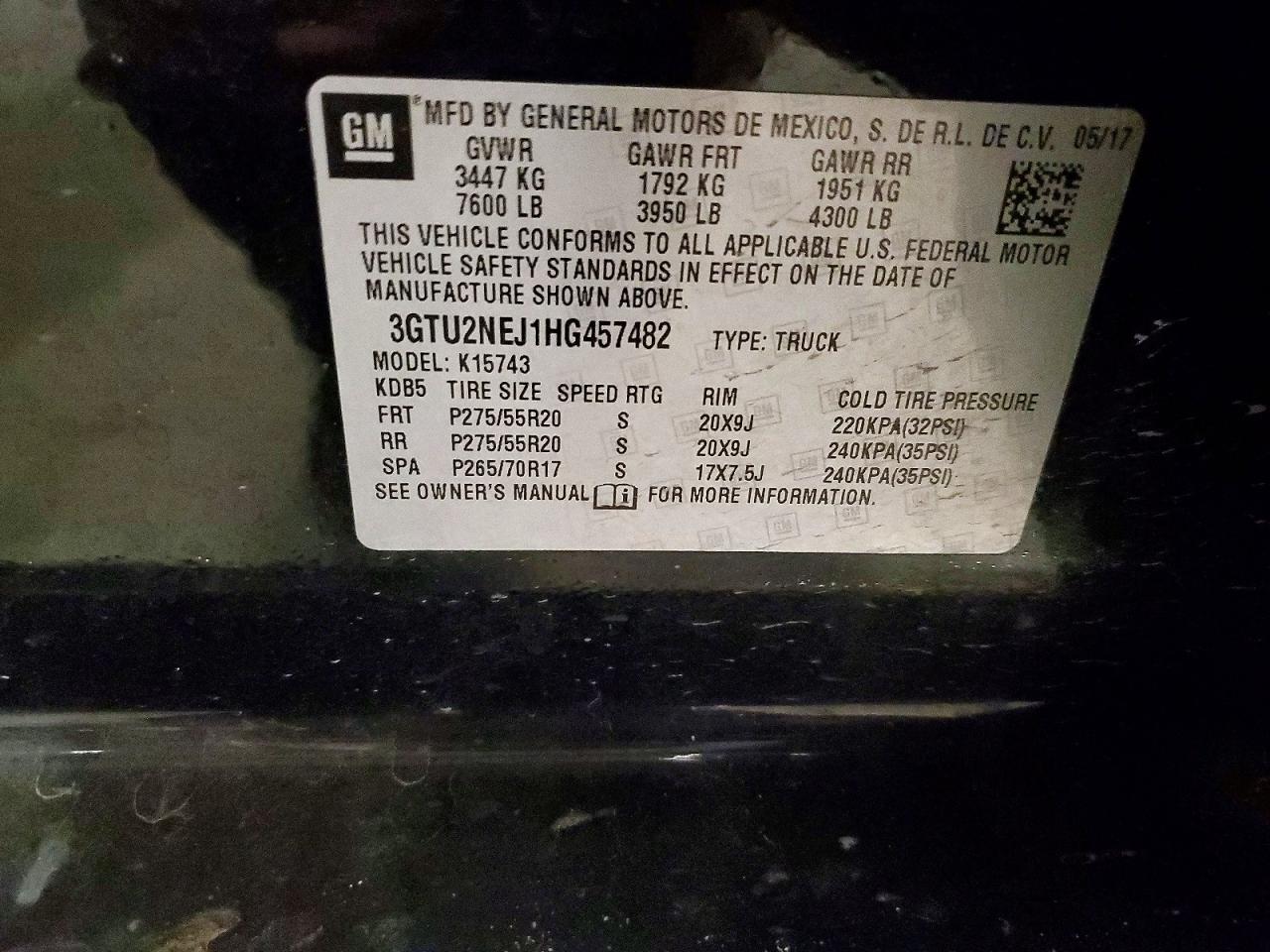 2017 Gmc Sierra K1500 Slt Black vin: 3GTU2NEJ1HG457482