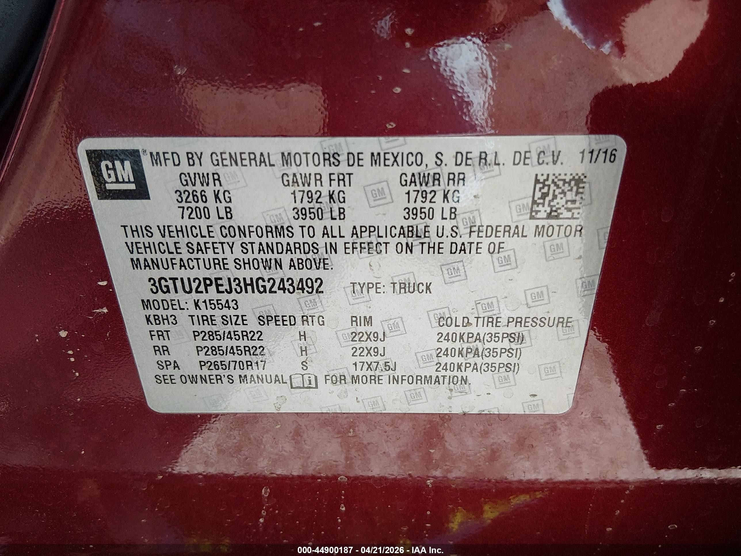 2017 Gmc Sierra 1500 Denali Красный vin: 3GTU2PEJ3HG243492