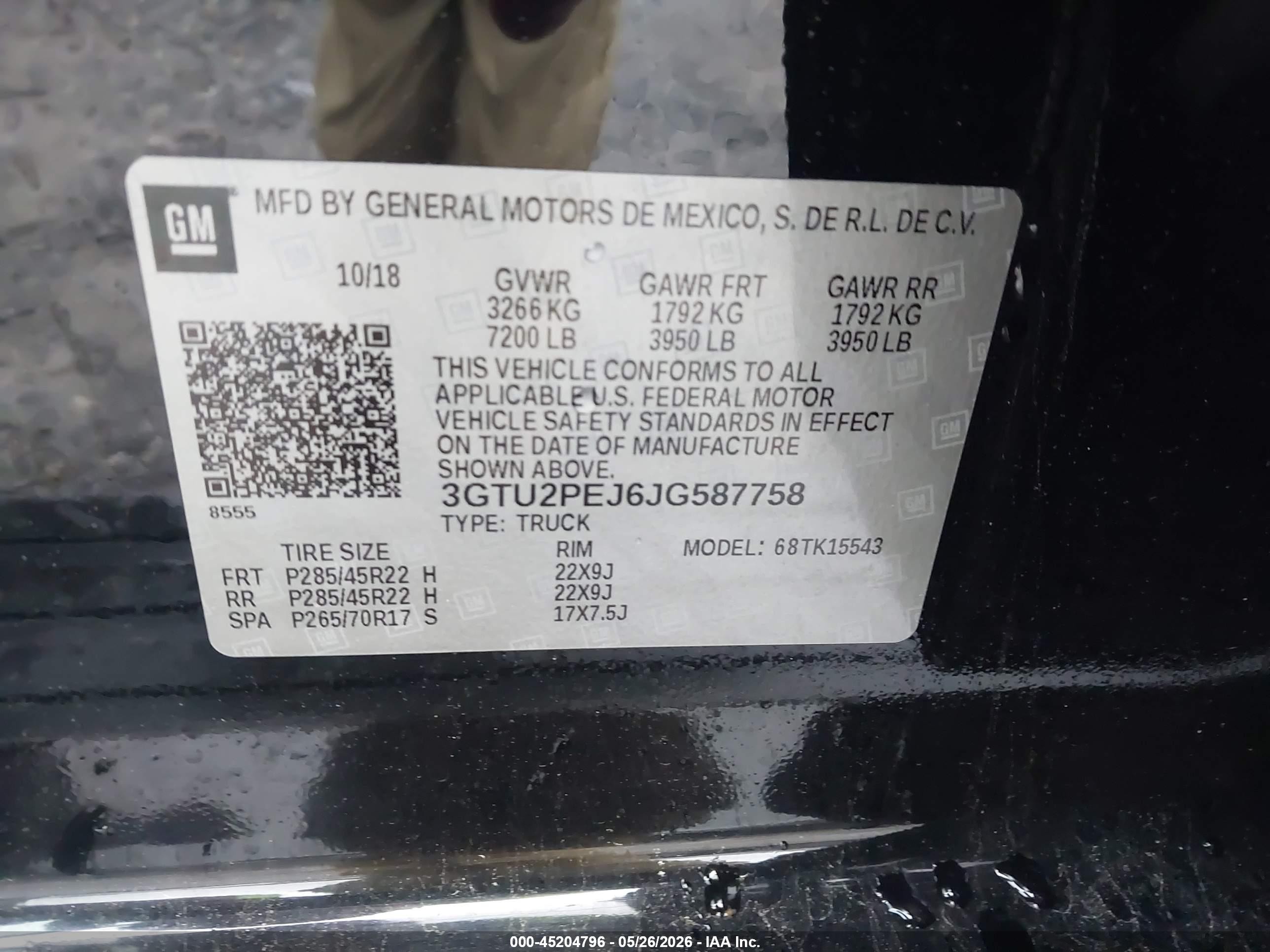 2018 Gmc Sierra 1500 Denali Black vin: 3GTU2PEJ6JG587758