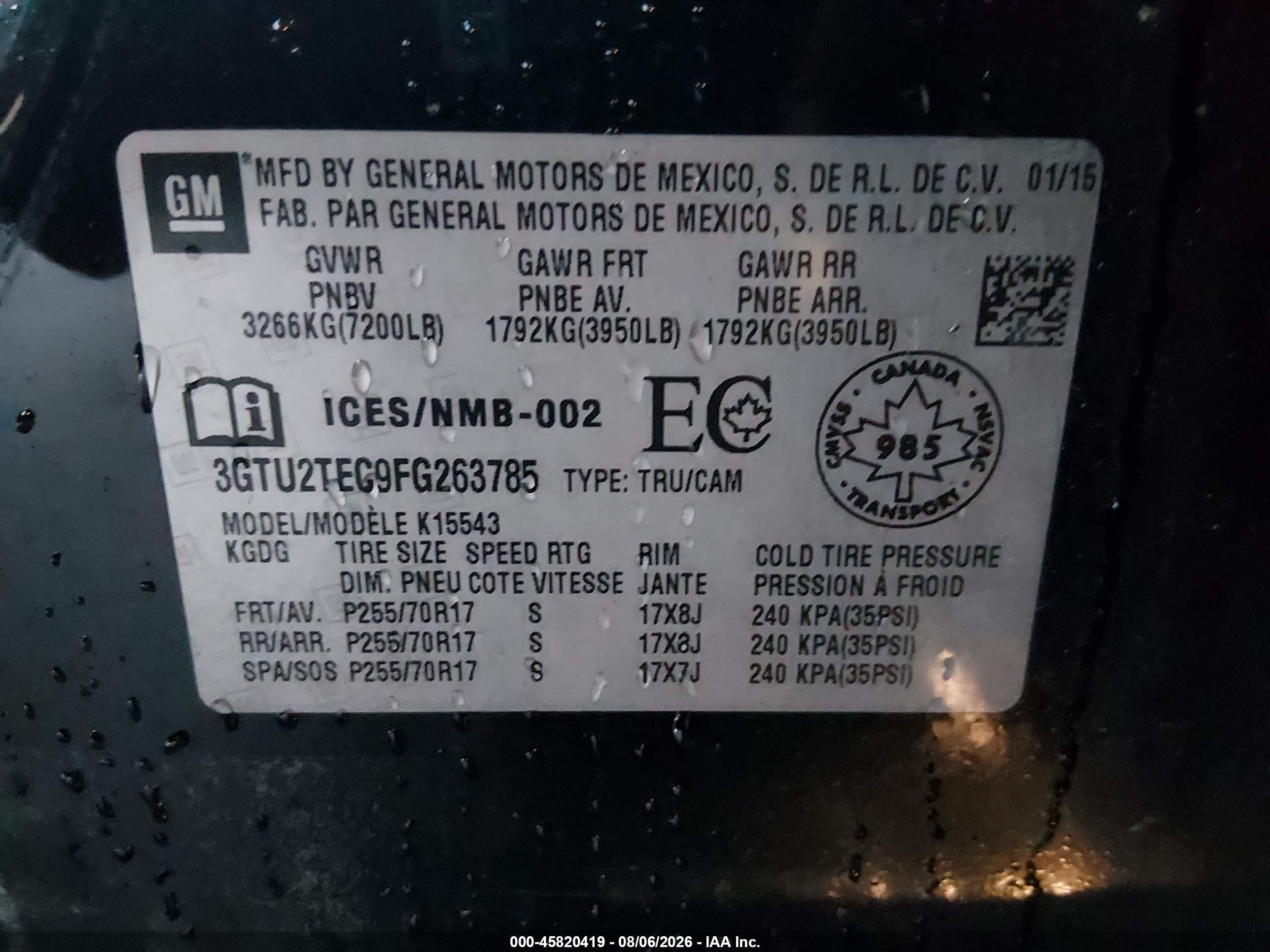 2015 Gmc Sierra 1500 Черный vin: 3GTU2TEC9FG263785