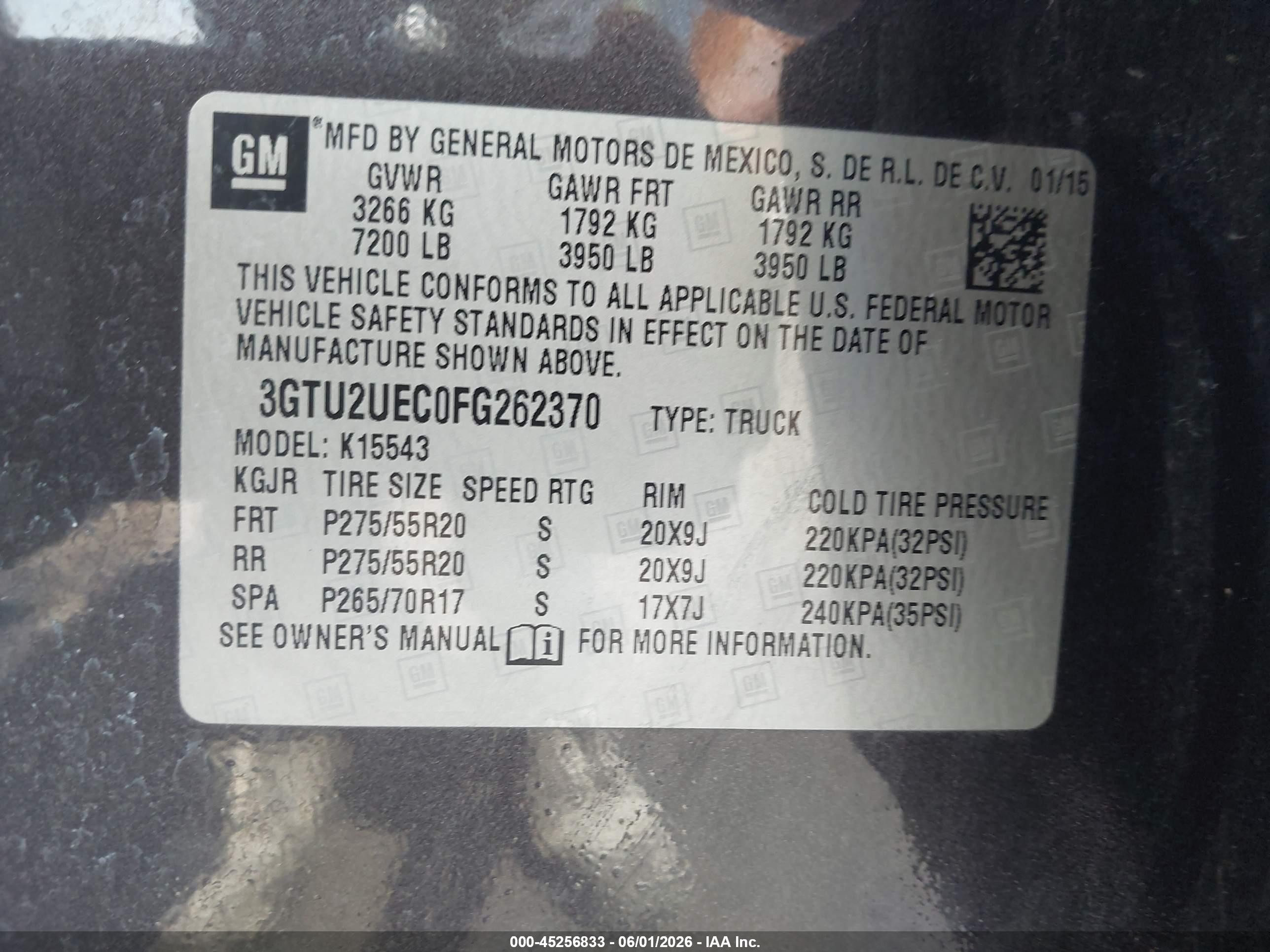 2015 Gmc Sierra 1500 Sle Gray vin: 3GTU2UEC0FG262370