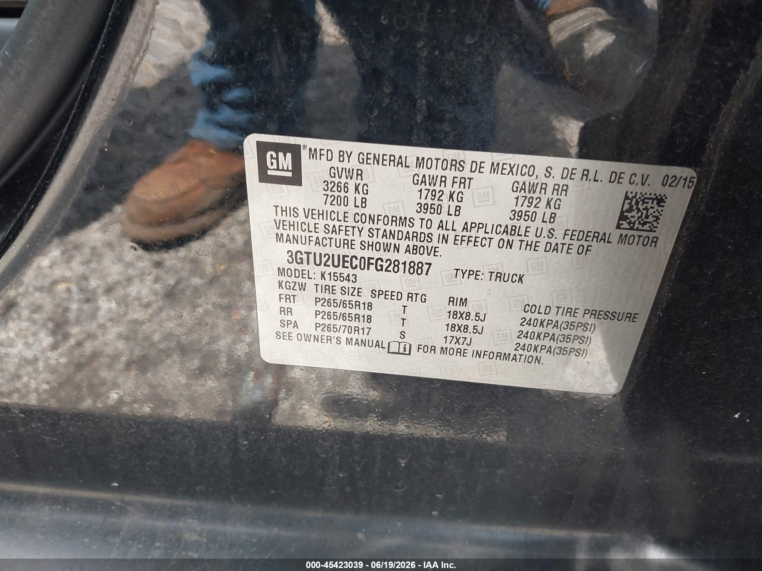 2015 Gmc Sierra 1500 Sle Black vin: 3GTU2UEC0FG281887
