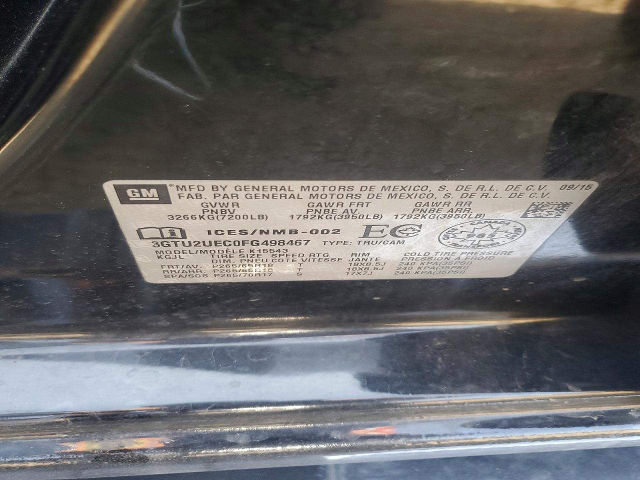 2015 Gmc Sierra K1500 Sle Black vin: 3GTU2UEC0FG498467
