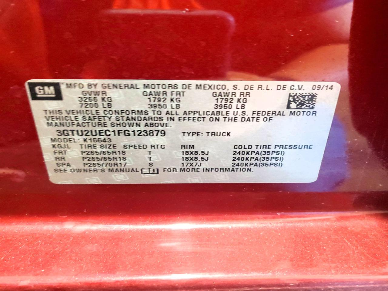 2015 Gmc Sierra K1500 Sle Burgundy vin: 3GTU2UEC1FG123879