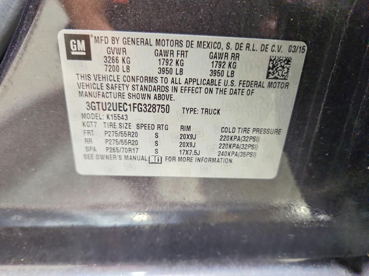 2015 Gmc Sierra K1500 Sle Charcoal vin: 3GTU2UEC1FG328750