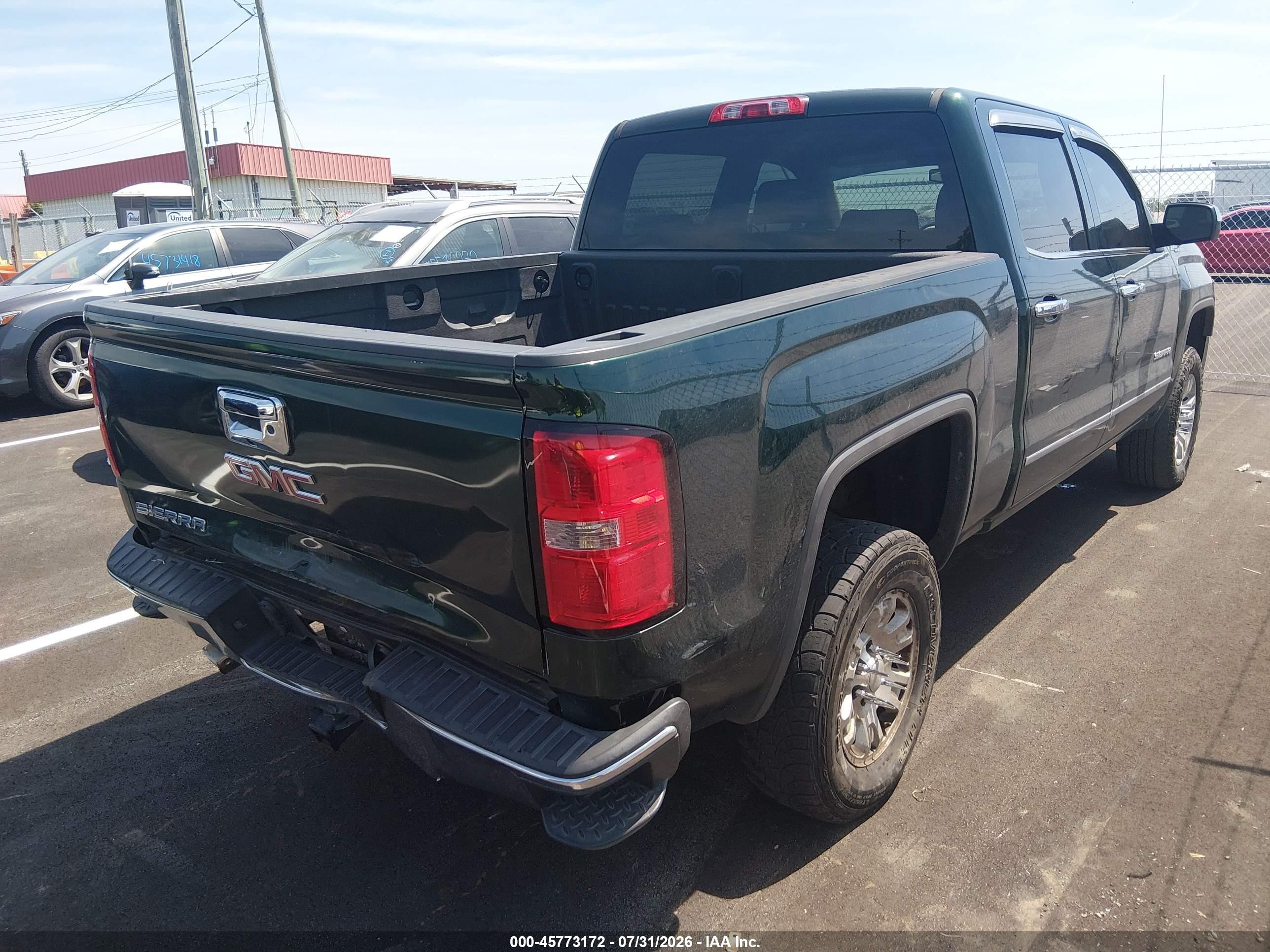 2015 Gmc Sierra 1500 Sle Green vin: 3GTU2UEC1FG394702