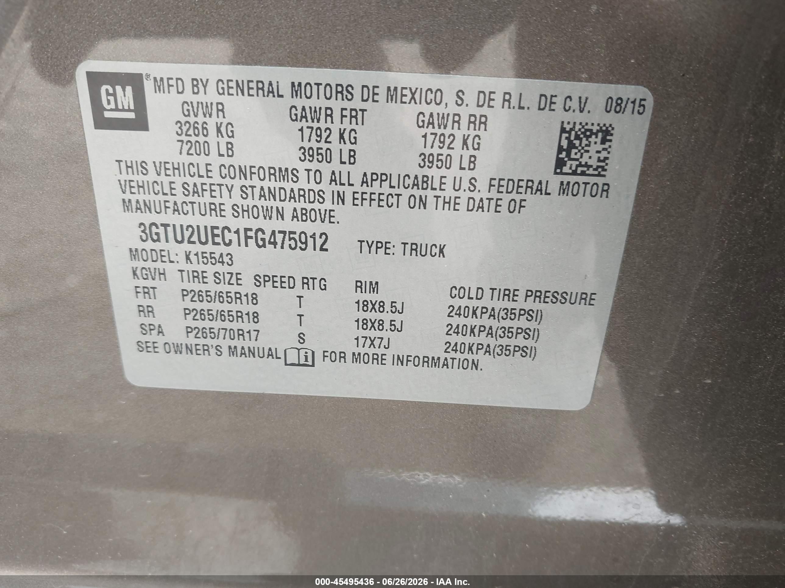 2015 Gmc Sierra 1500 Sle Brown vin: 3GTU2UEC1FG475912