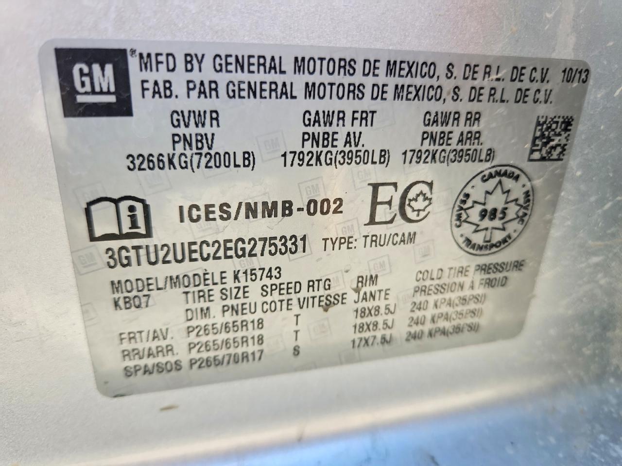 2014 Gmc Sierra K1500 Sle Белый vin: 3GTU2UEC2EG275331