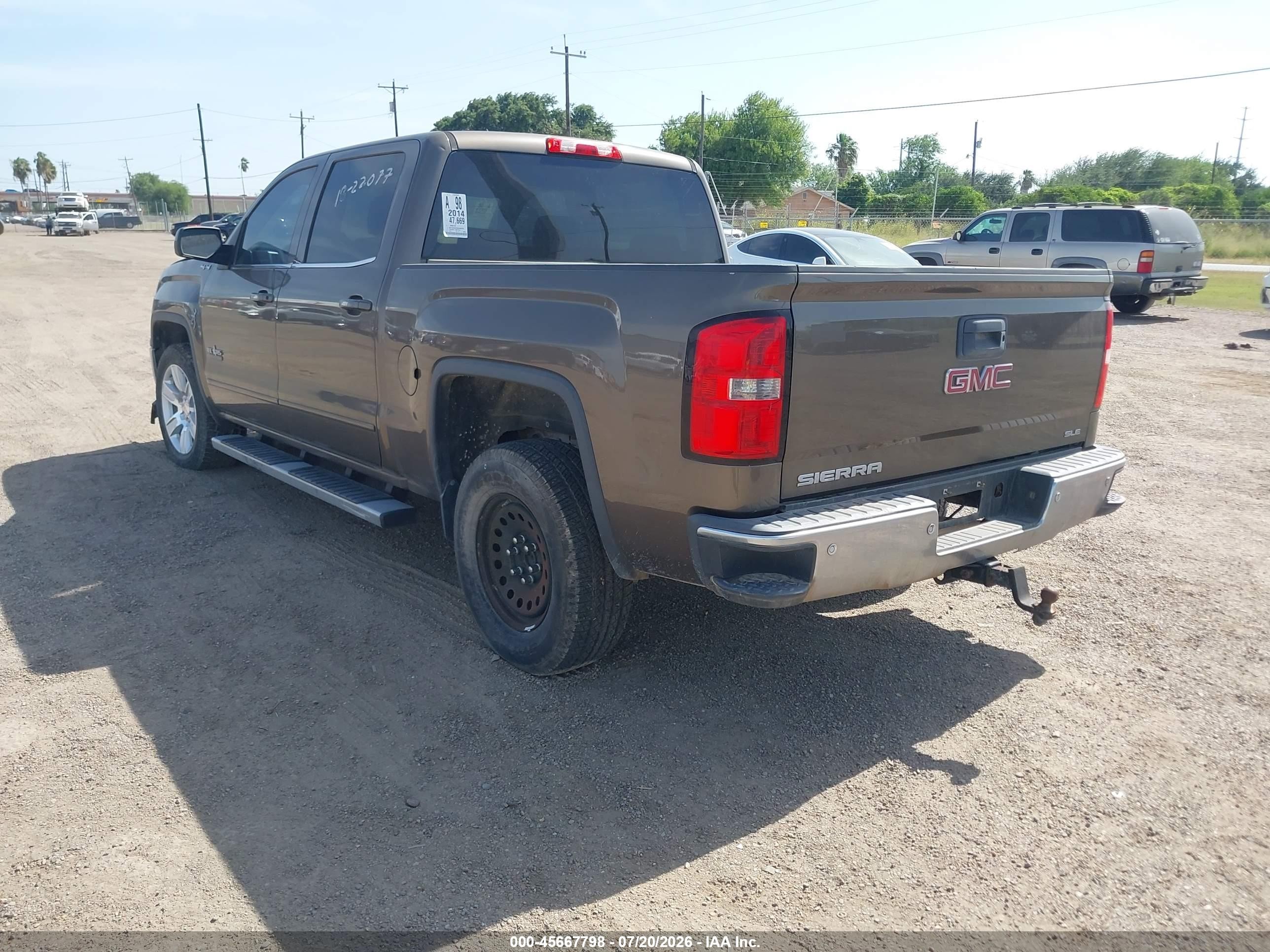 2014 Gmc Sierra 1500 Sle Brown vin: 3GTU2UEC2EG393735