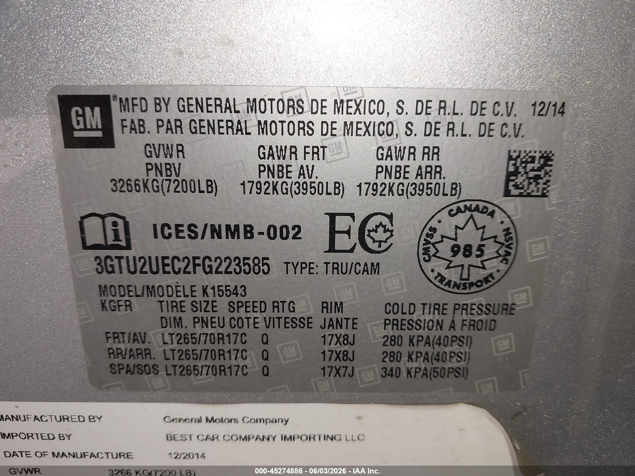 2015 Gmc Sierra 1500 Sle Silver vin: 3GTU2UEC2FG223585