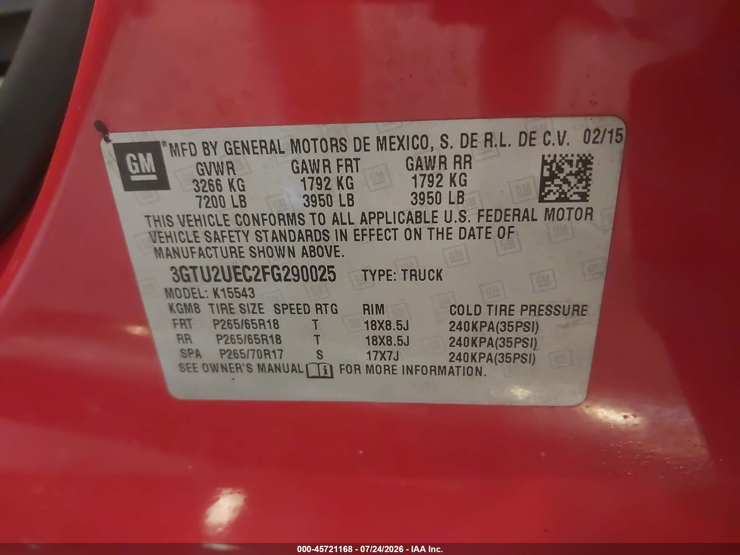 2015 Gmc Sierra 1500 Sle Red vin: 3GTU2UEC2FG290025