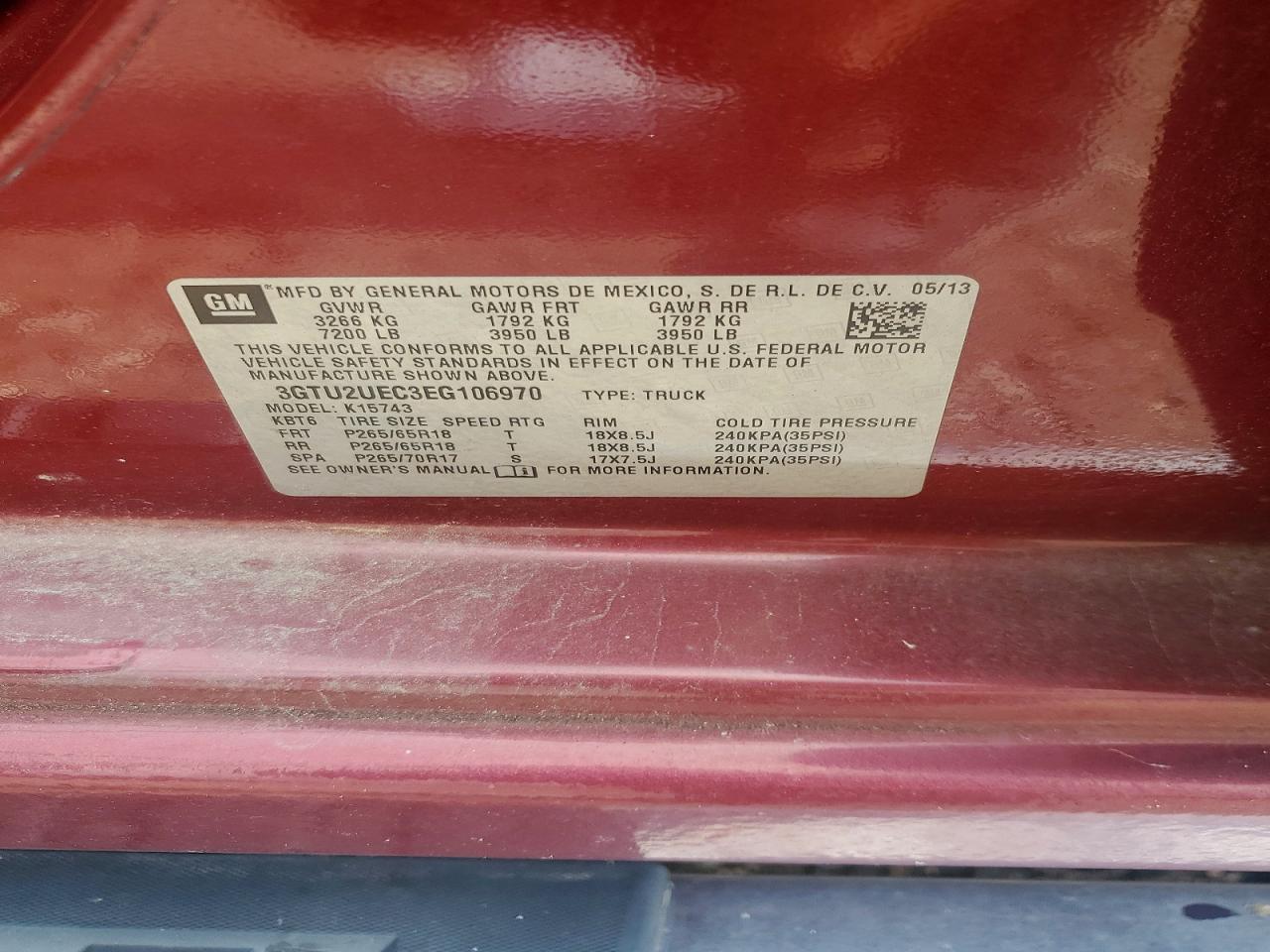 2014 Gmc Sierra Burgundy vin: 3GTU2UEC3EG106970