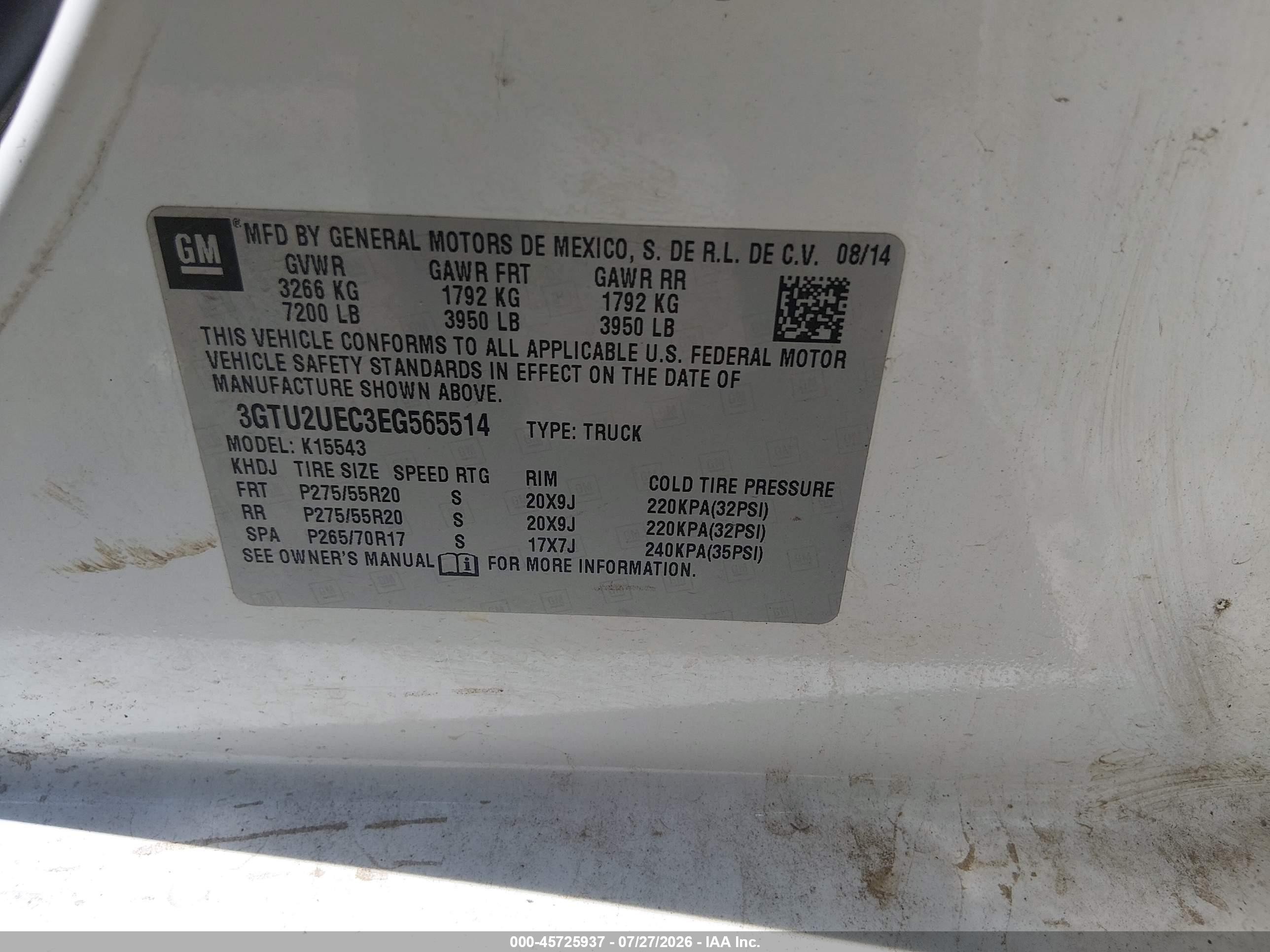 2014 Gmc Sierra 1500 Sle Белый vin: 3GTU2UEC3EG565514