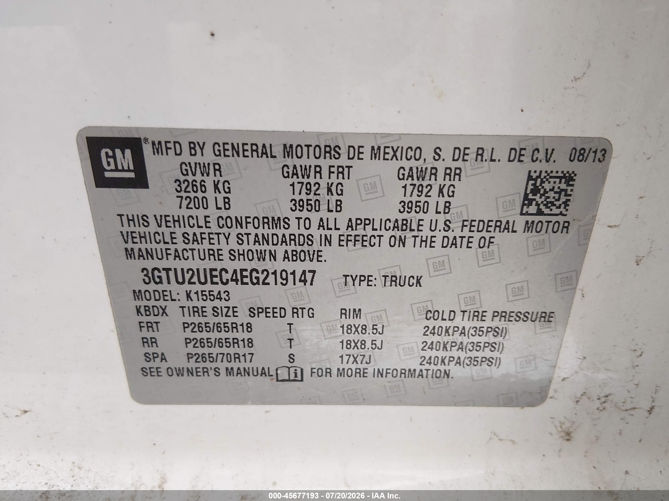 2014 Gmc Sierra 1500 Sle White vin: 3GTU2UEC4EG219147