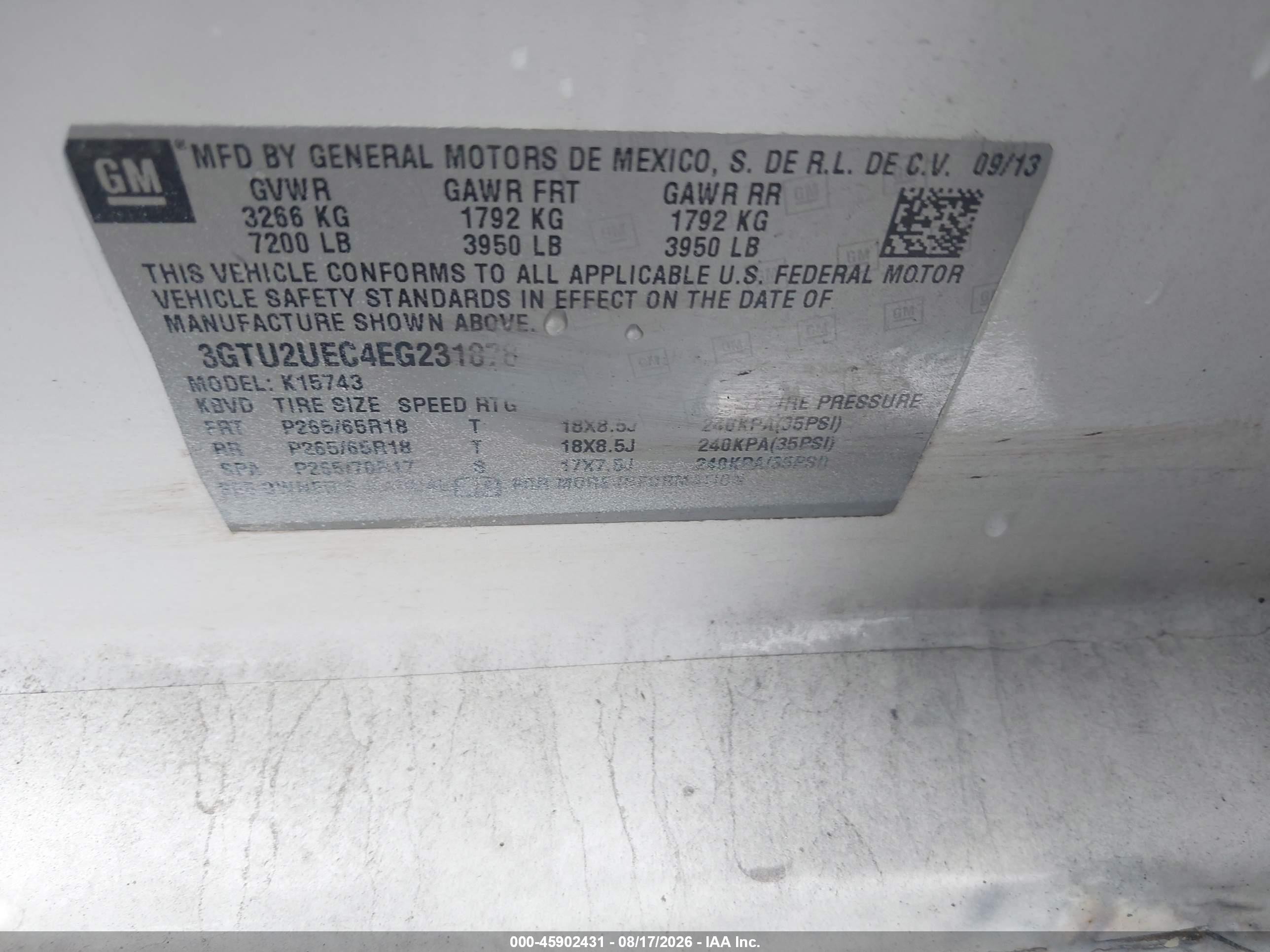 2014 Gmc Sierra 1500 Sle White vin: 3GTU2UEC4EG231878