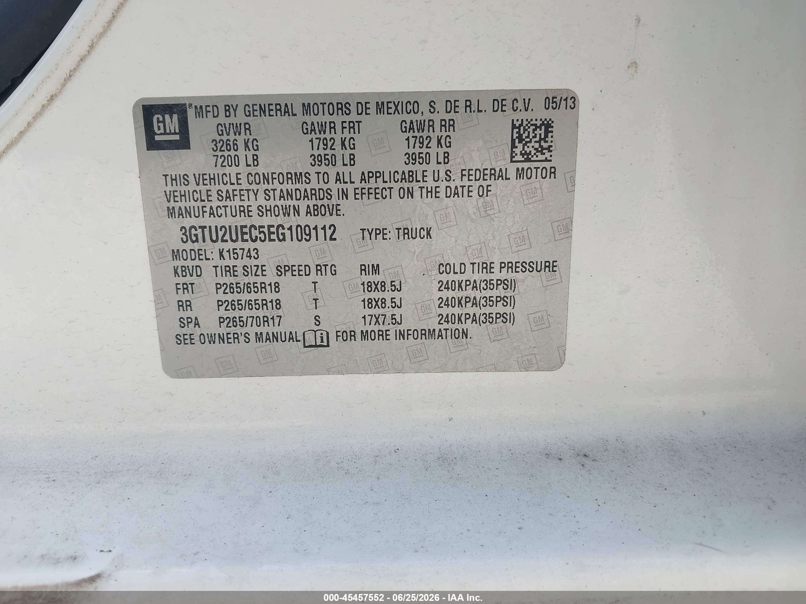 2014 Gmc Sierra 1500 Sle White vin: 3GTU2UEC5EG109112