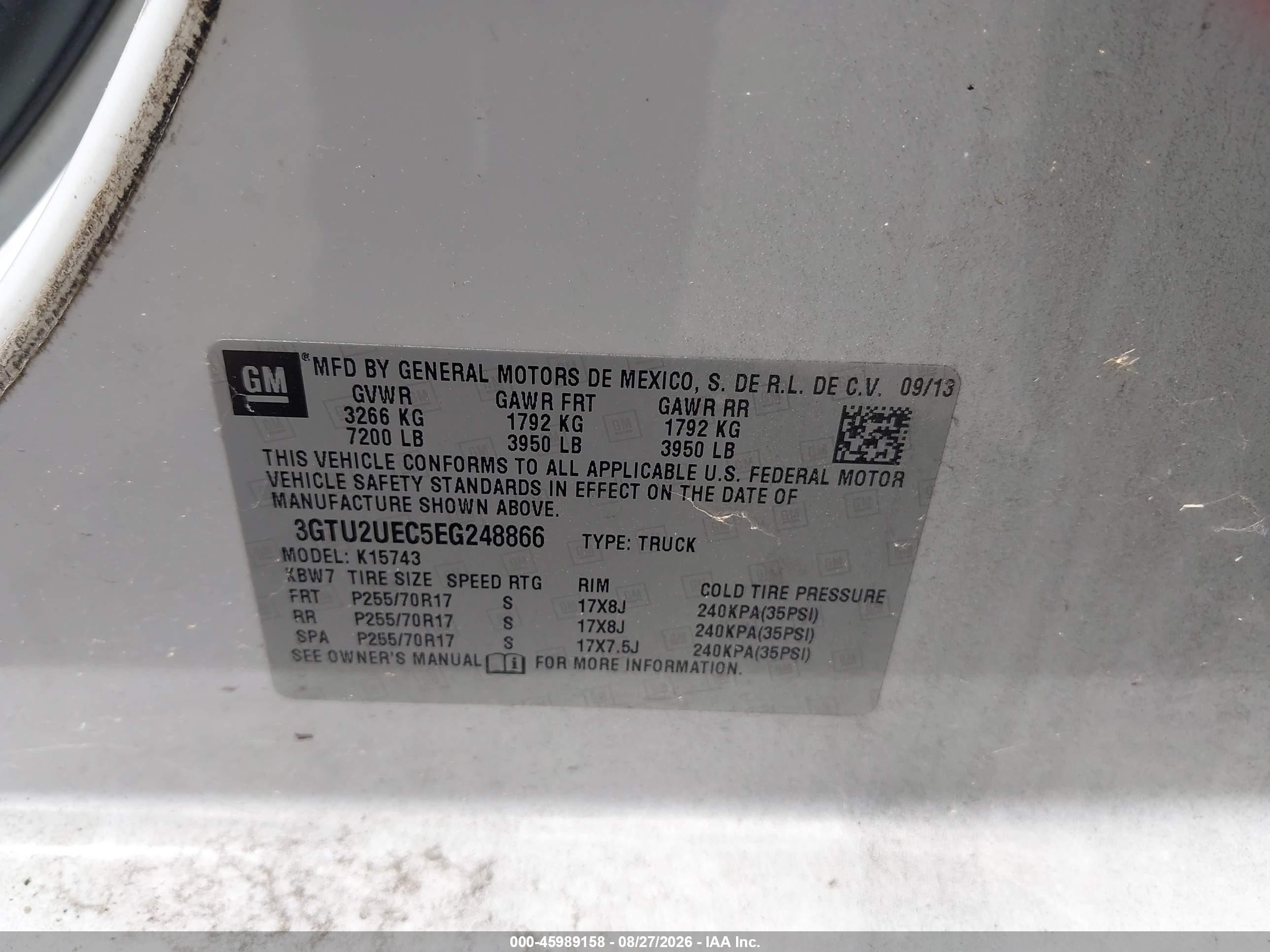 2014 Gmc Sierra 1500 Sle Gray vin: 3GTU2UEC5EG248866