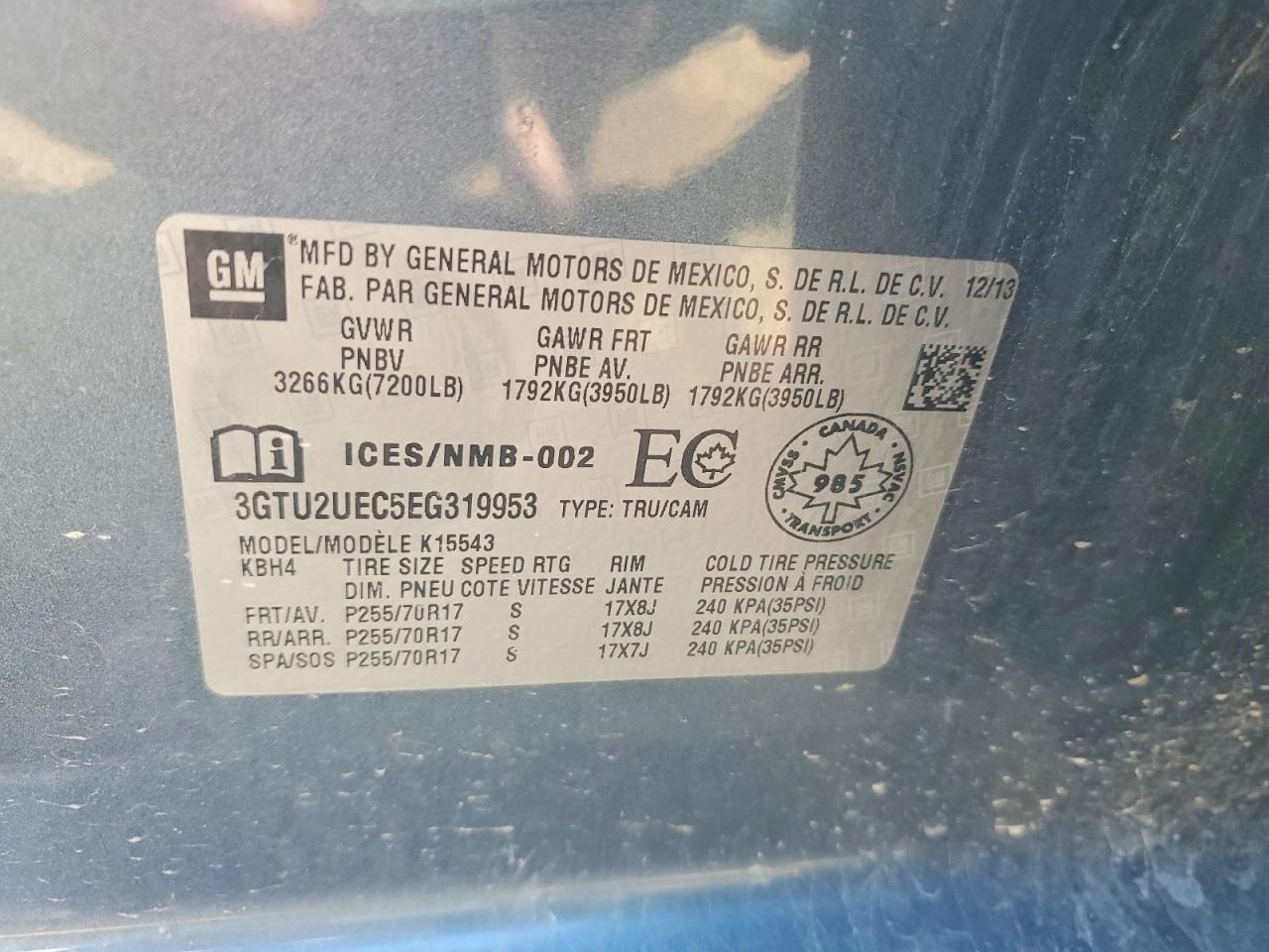 2014 Gmc Sierra K1500 Sle Blue vin: 3GTU2UEC5EG319953