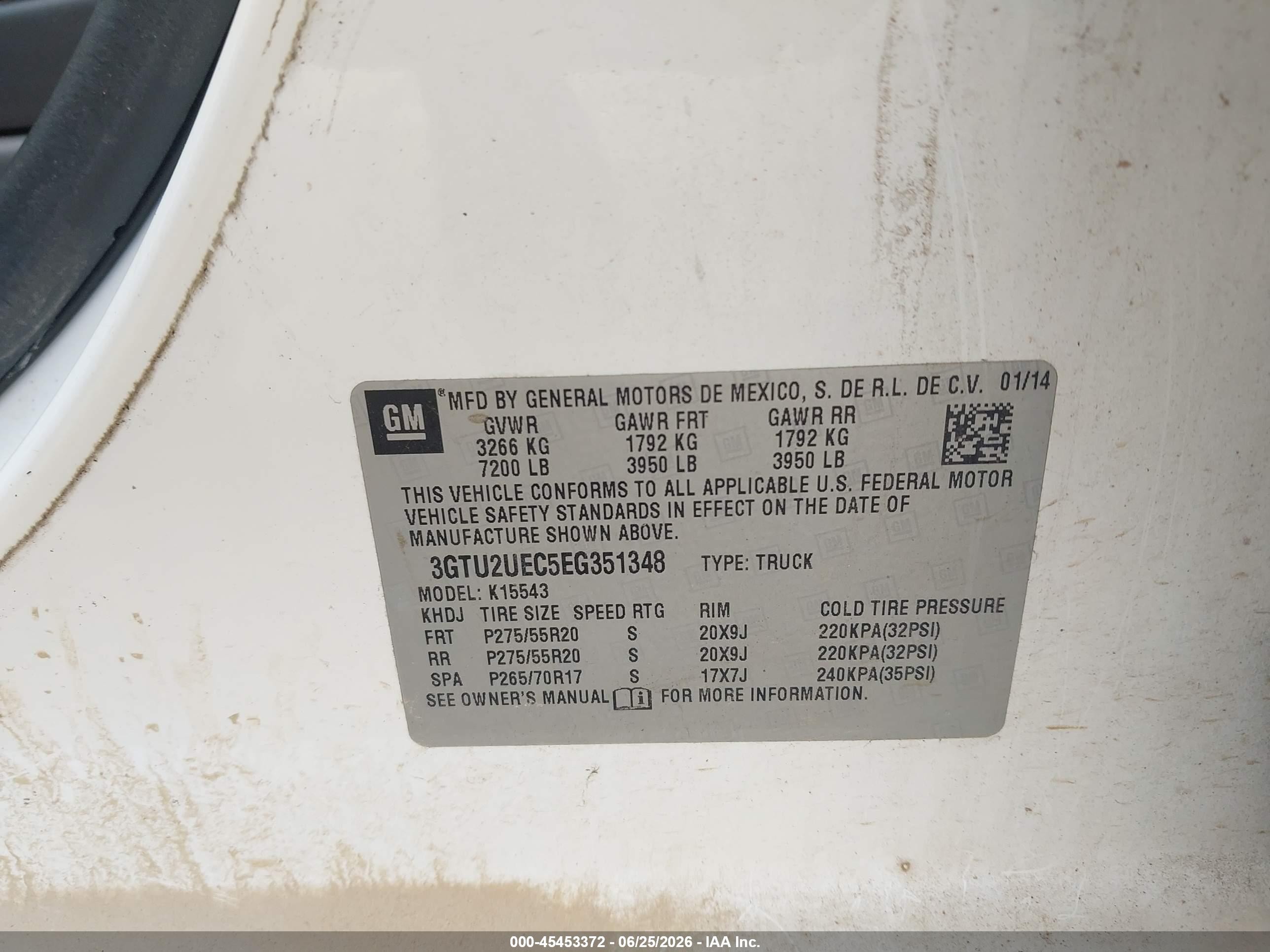 2014 Gmc Sierra 1500 Sle White vin: 3GTU2UEC5EG351348