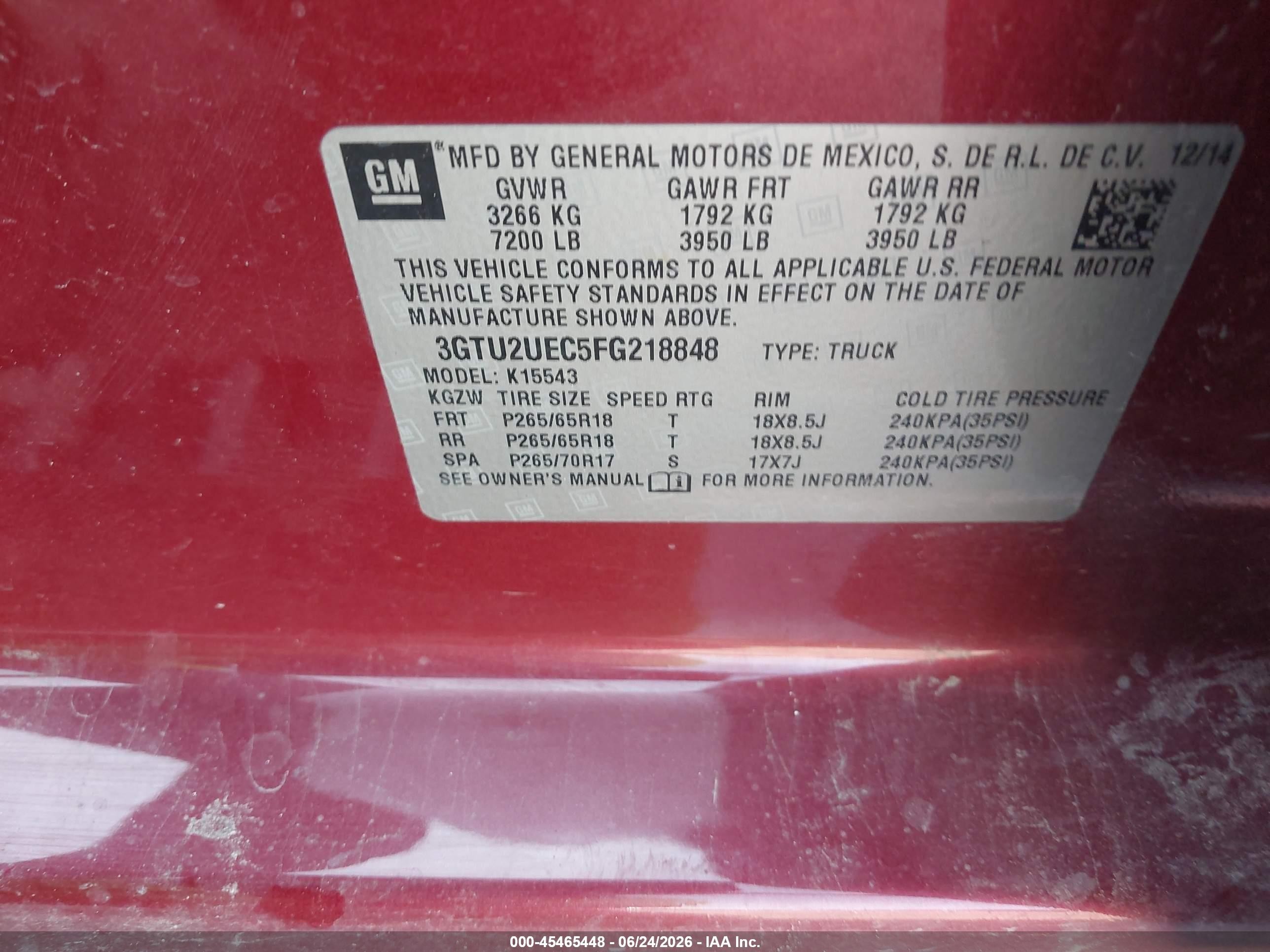 2015 Gmc Sierra 1500 Sle Burgundy vin: 3GTU2UEC5FG218848