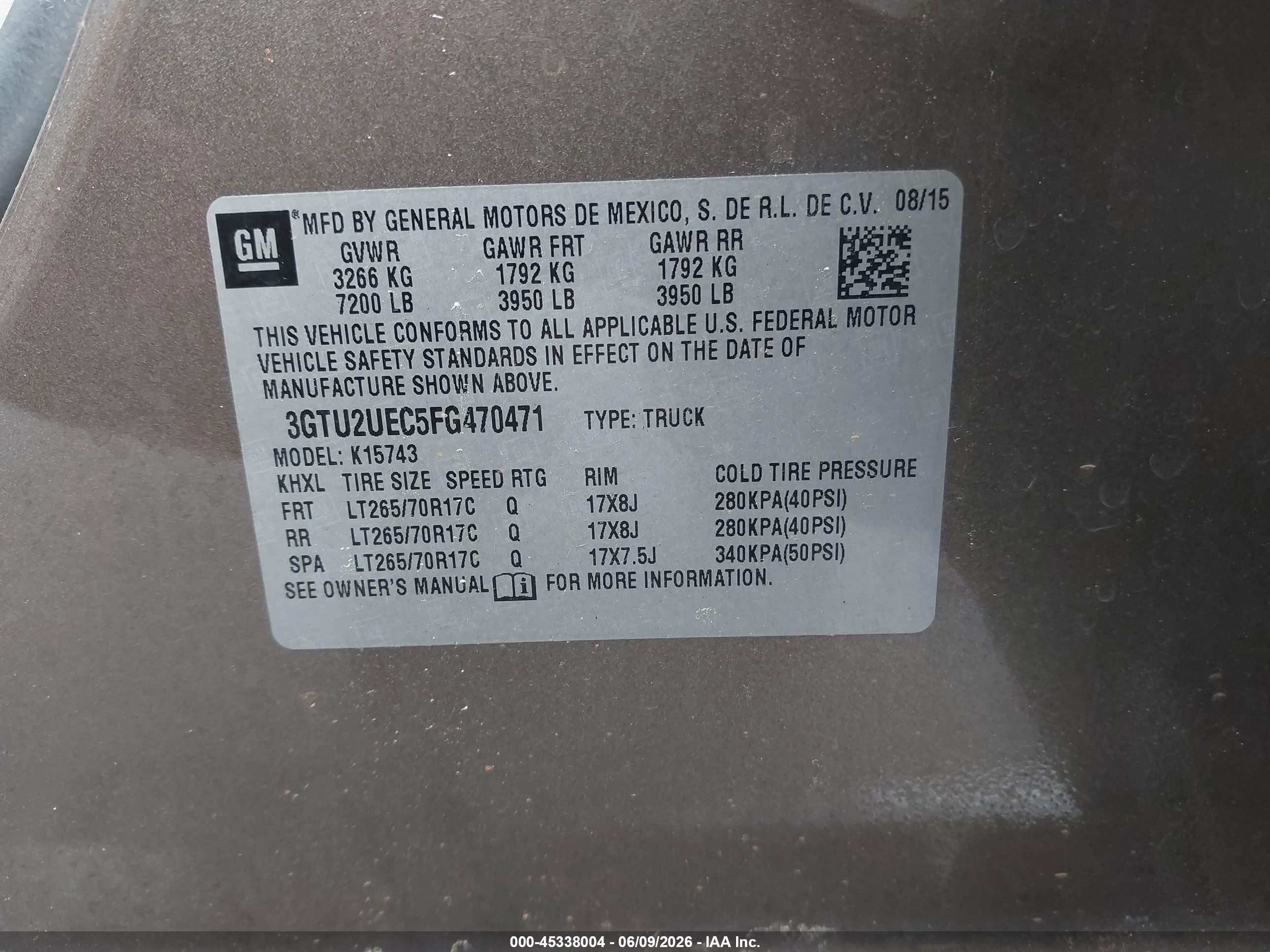 2015 Gmc Sierra 1500 Sle Beige vin: 3GTU2UEC5FG470471