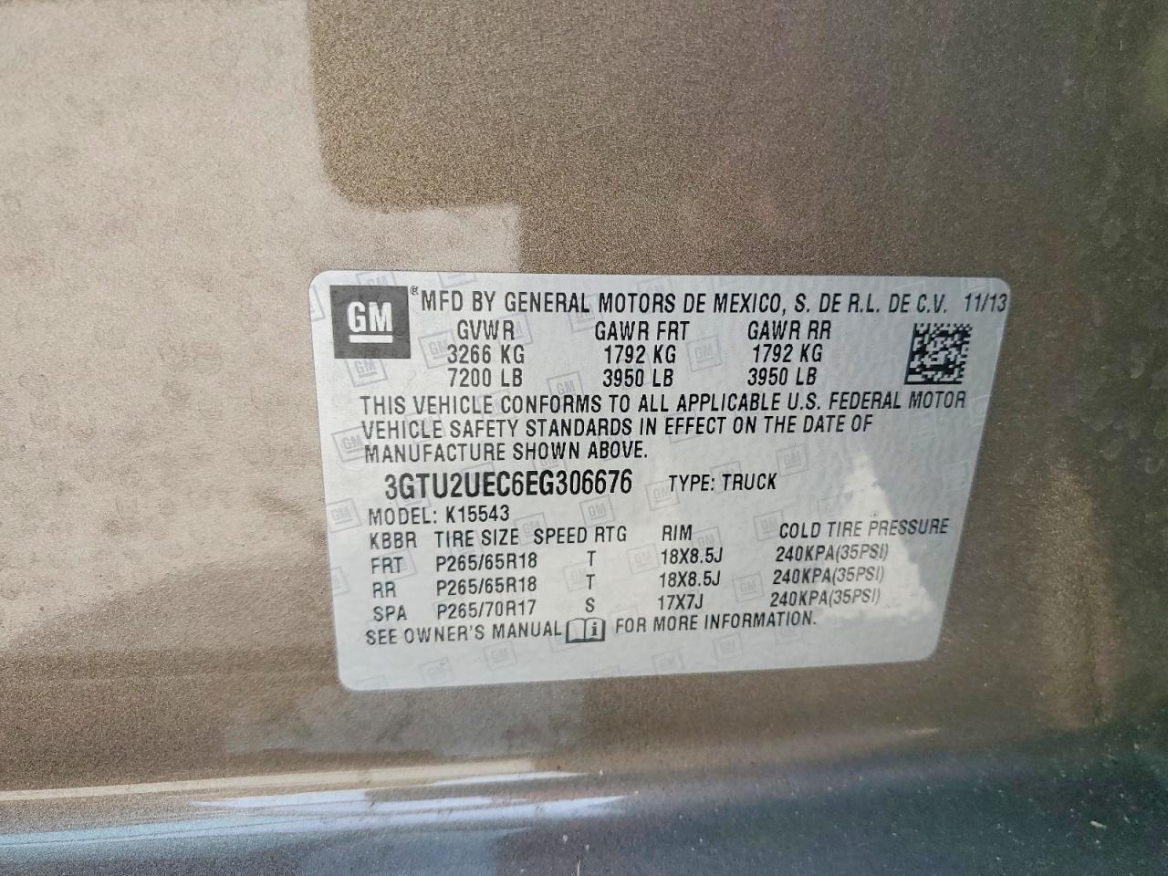 2014 Gmc Sierra K1500 Sle Brown vin: 3GTU2UEC6EG306676