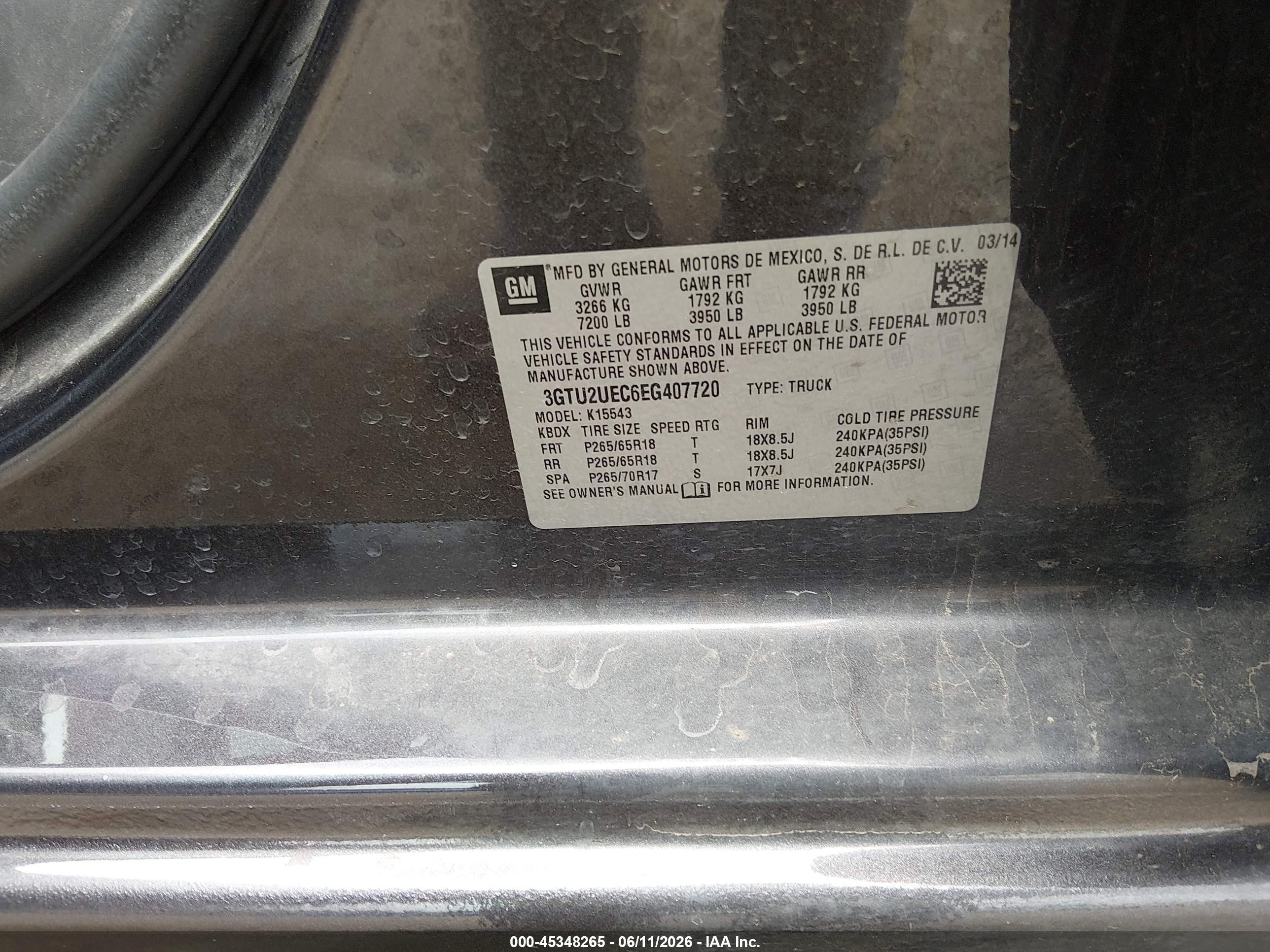 2014 Gmc Sierra 1500 Sle Gray vin: 3GTU2UEC6EG407720
