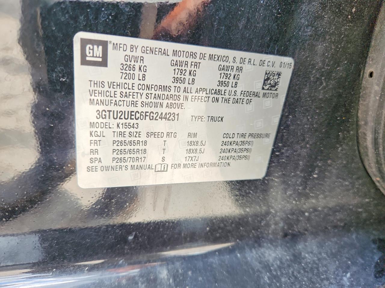 2015 Gmc Sierra K1500 Sle Black vin: 3GTU2UEC6FG244231
