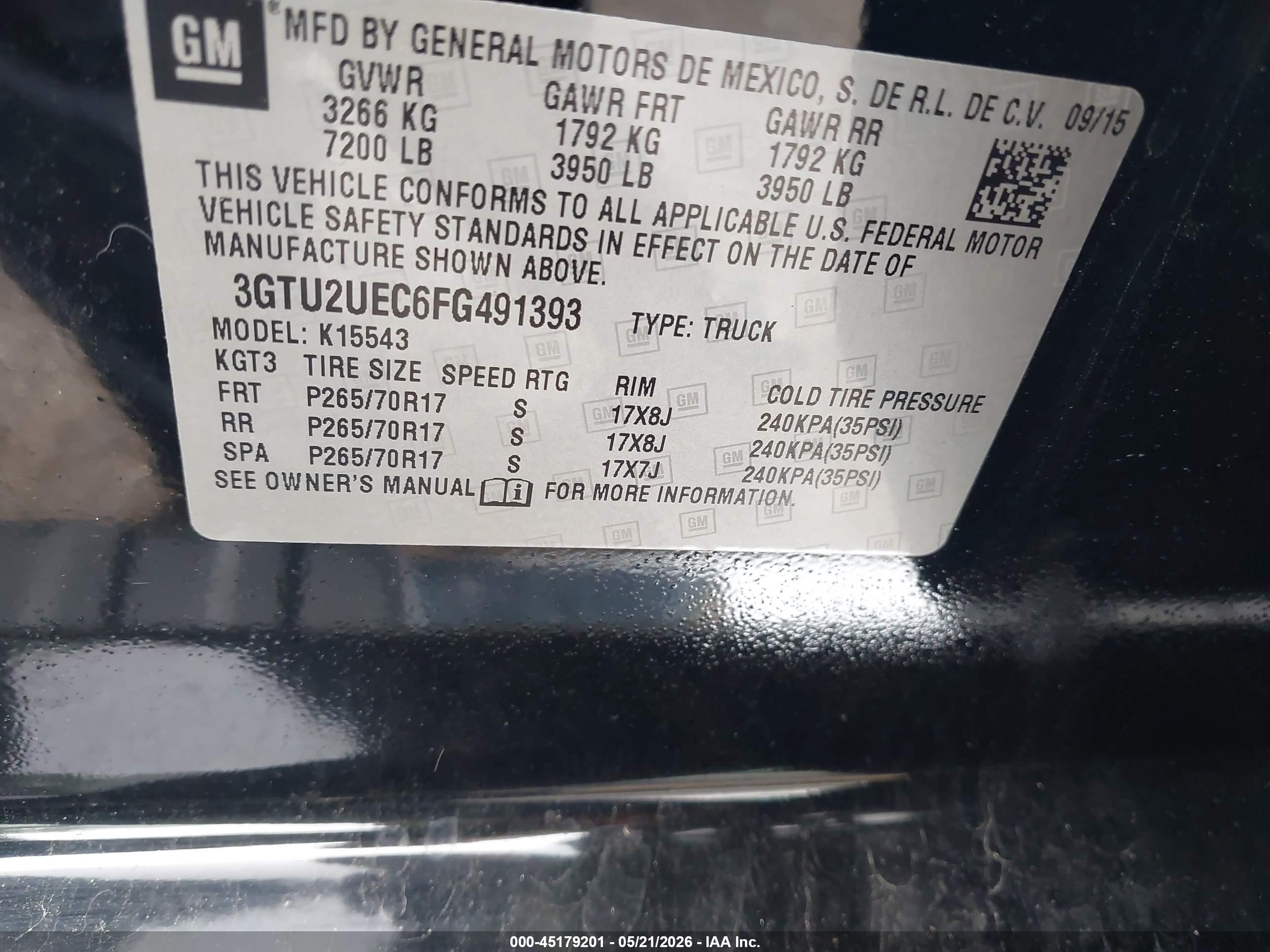 2015 Gmc Sierra 1500 Sle Black vin: 3GTU2UEC6FG491393