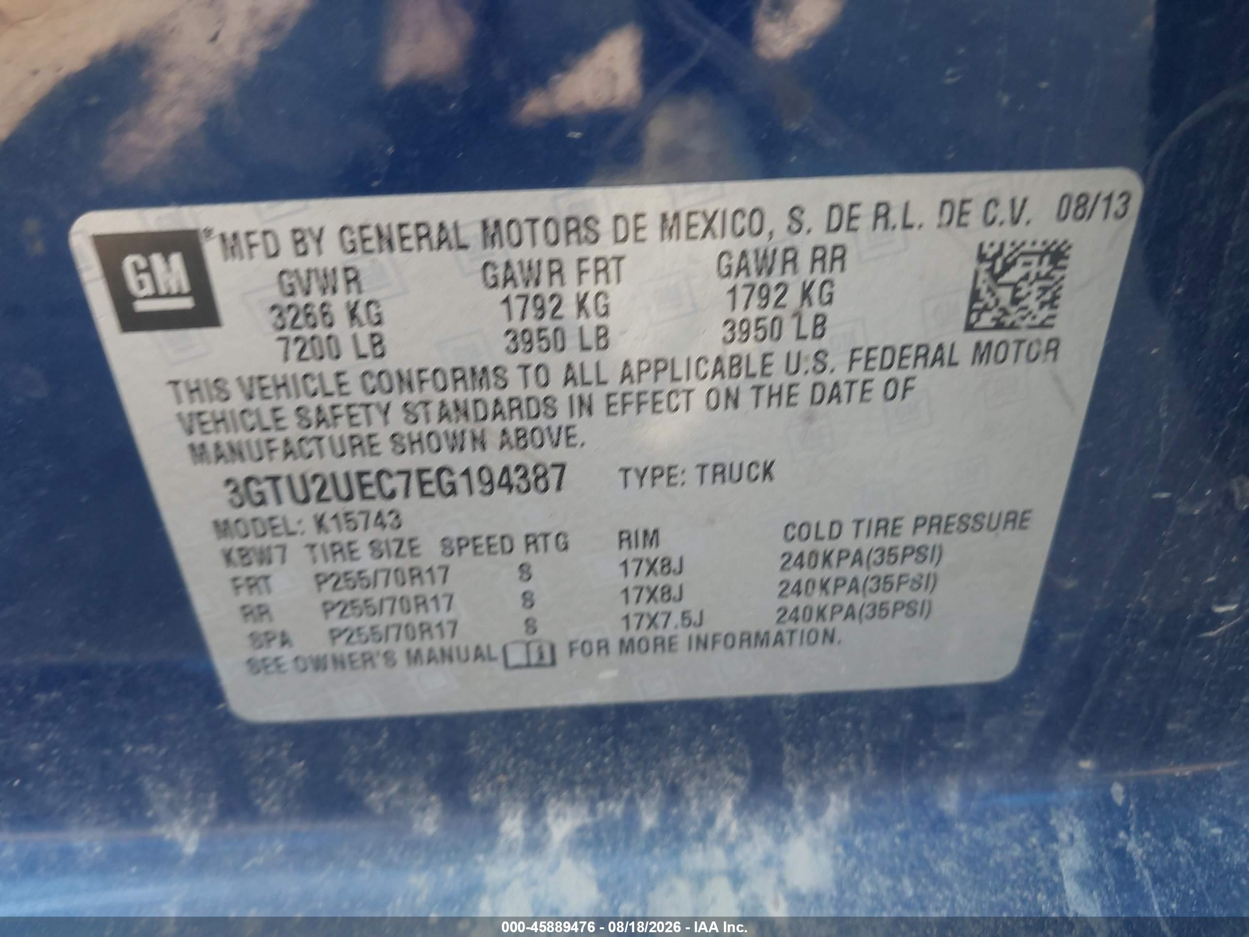 2014 Gmc Sierra 1500 Sle Синий vin: 3GTU2UEC7EG194387
