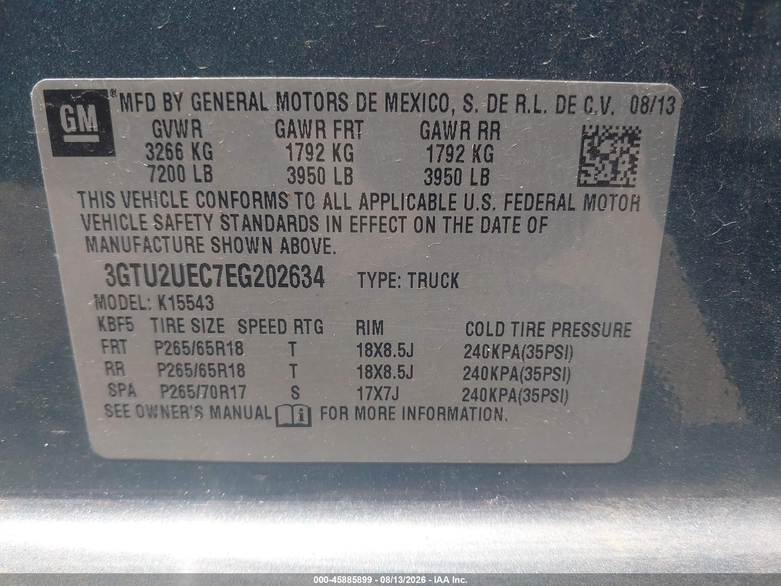 2014 Gmc Sierra 1500 Sle Light Blue vin: 3GTU2UEC7EG202634