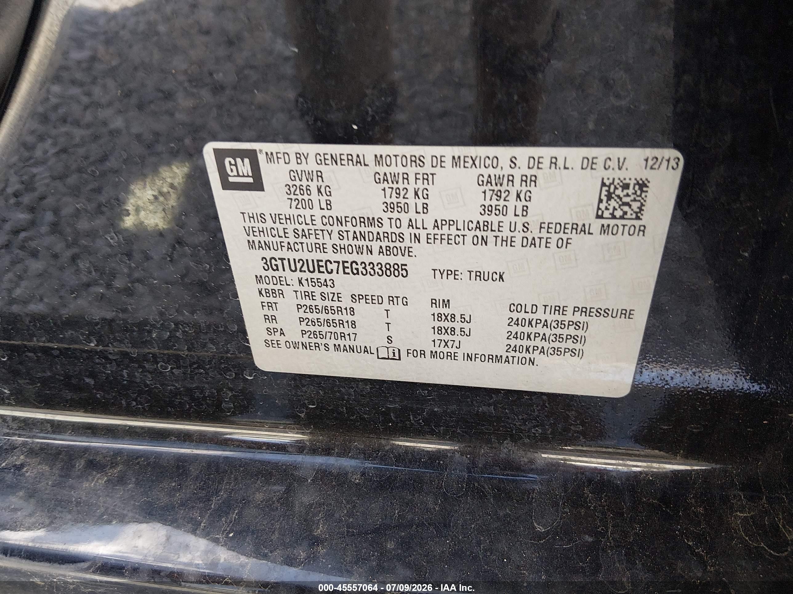 2014 Gmc Sierra 1500 Sle Black vin: 3GTU2UEC7EG333885