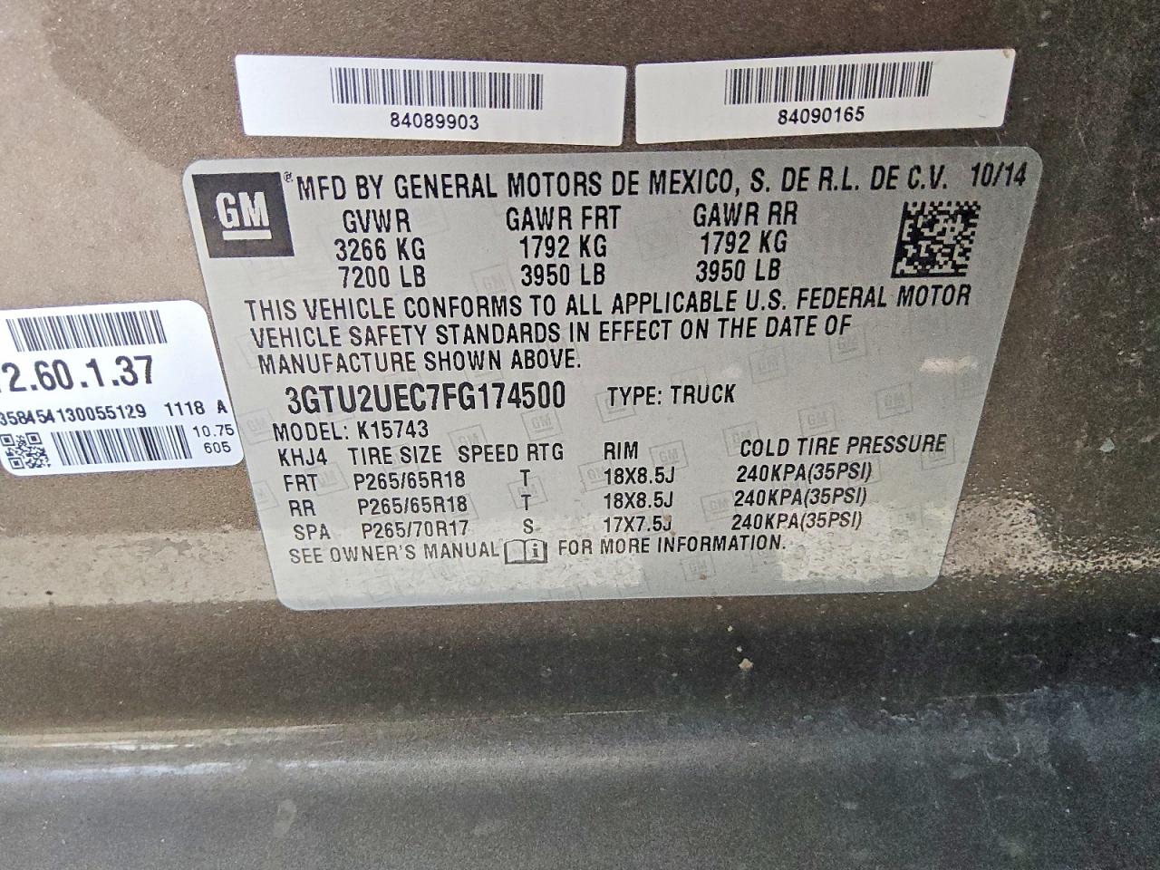 2015 Gmc Sierra K1500 Sle Коричневый vin: 3GTU2UEC7FG174500
