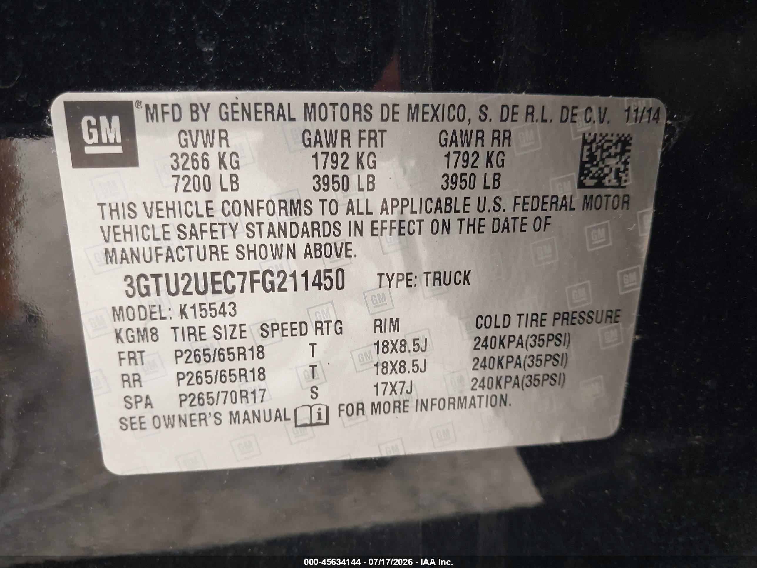 2015 Gmc Sierra 1500 Sle Black vin: 3GTU2UEC7FG211450