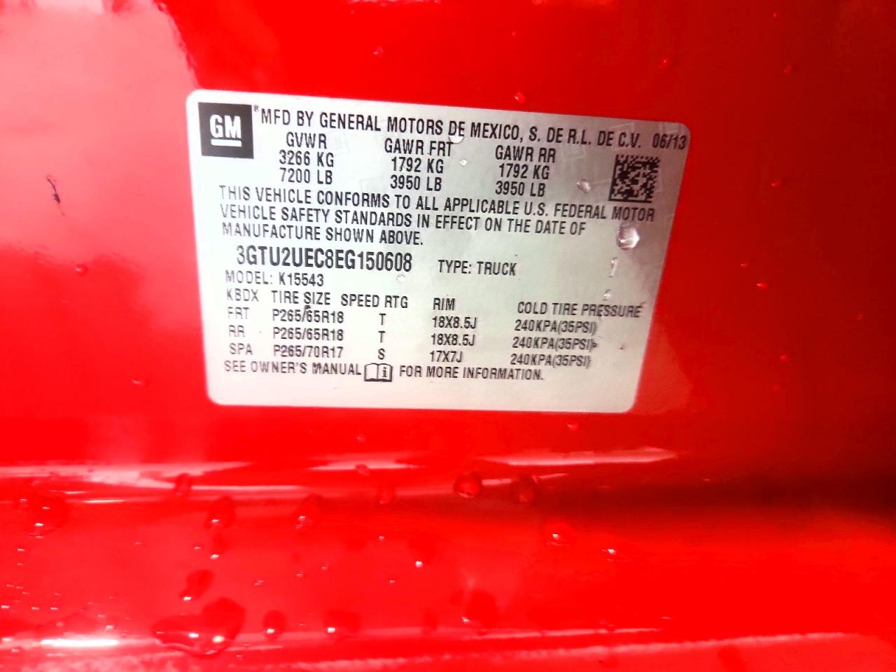 2014 Gmc Sierra K1500 Sle Red vin: 3GTU2UEC8EG150608