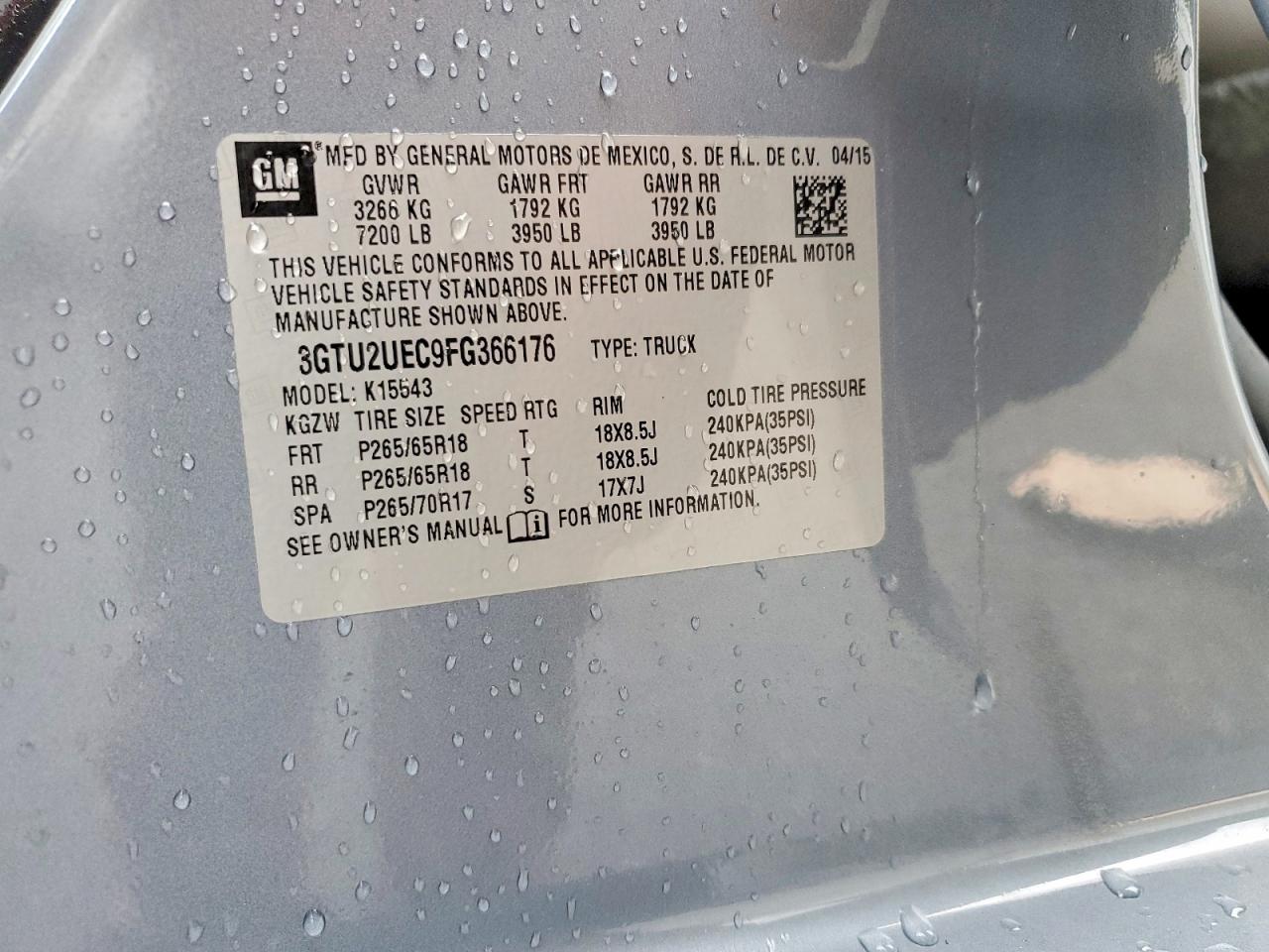 2015 Gmc Sierra K1500 Sle Blue vin: 3GTU2UEC9FG366176