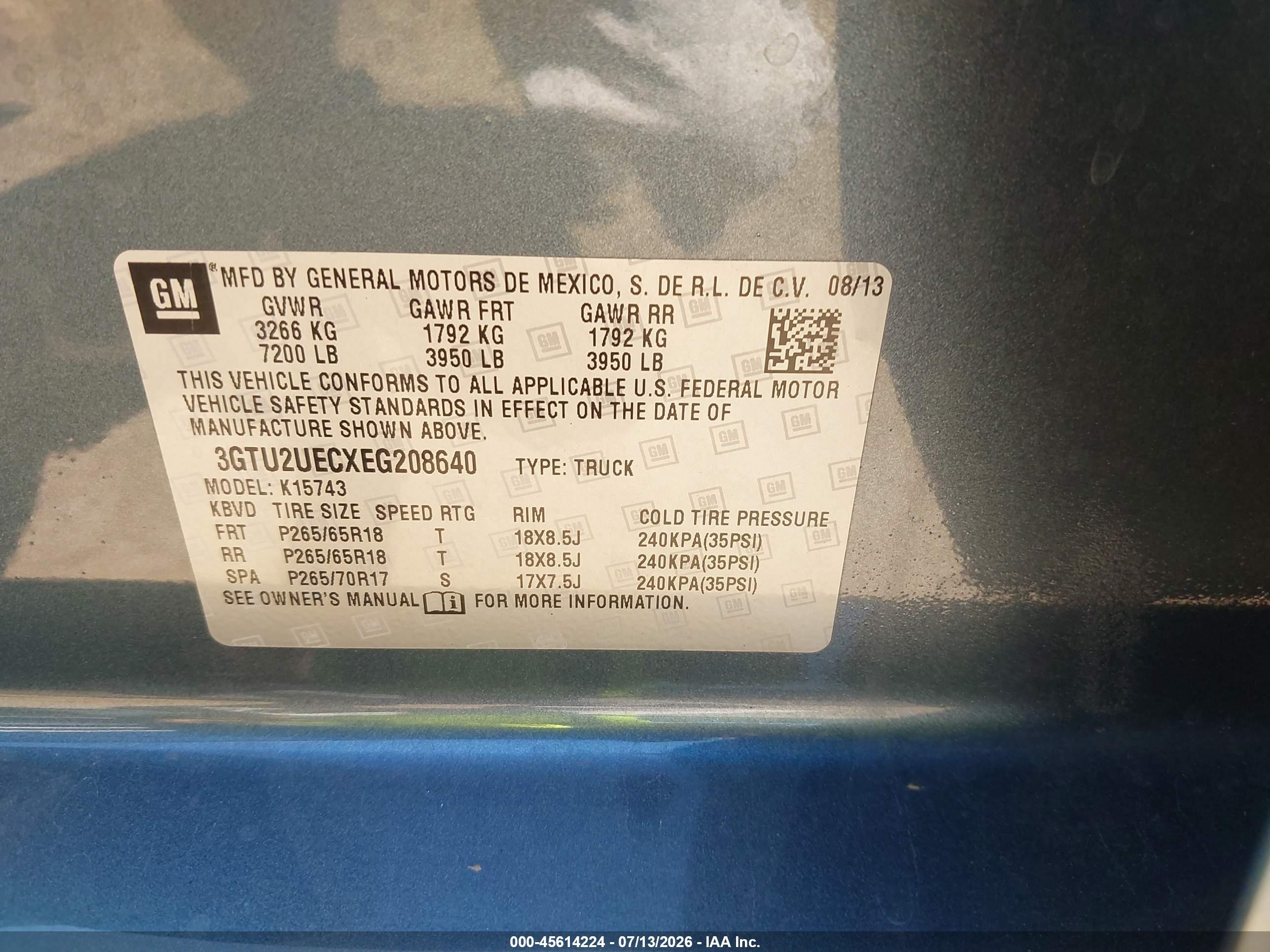 2014 Gmc Sierra 1500 Sle Синий vin: 3GTU2UECXEG208640