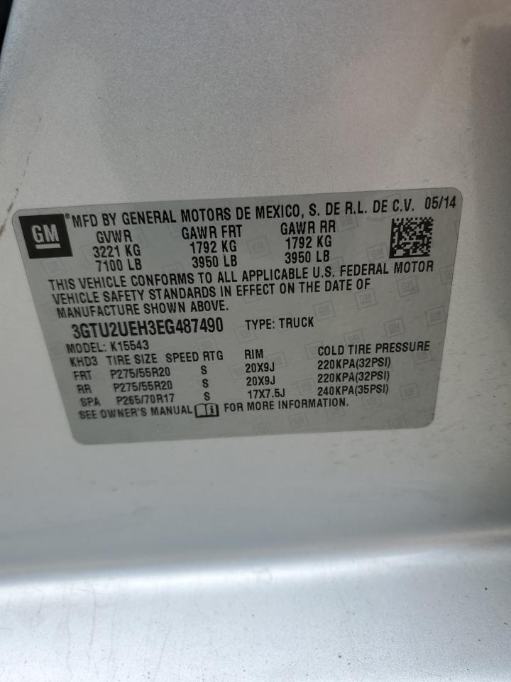 2014 Gmc Sierra K1500 Sle Silver vin: 3GTU2UEH3EG487490