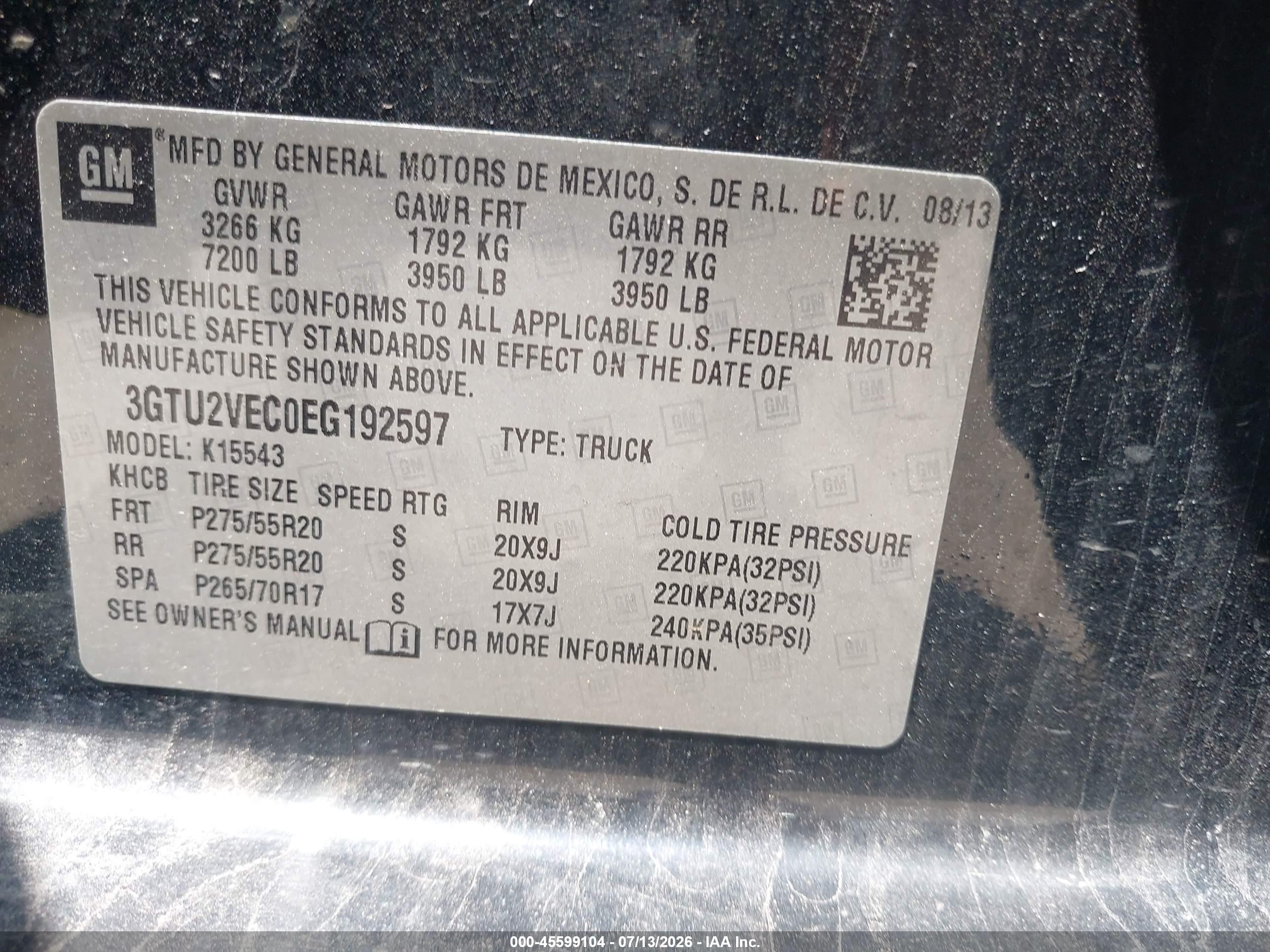 2014 Gmc Sierra 1500 Slt Black vin: 3GTU2VEC0EG192597