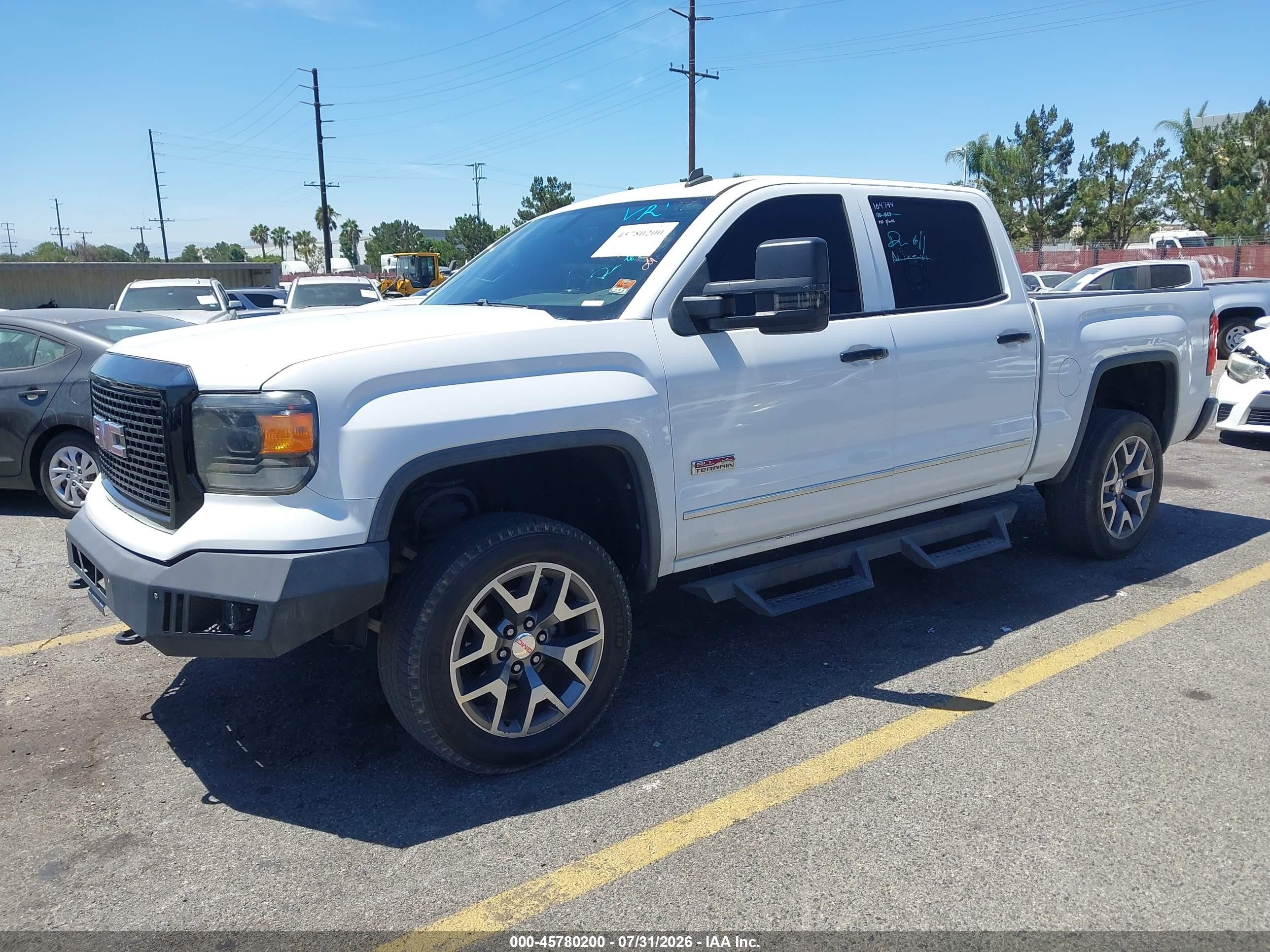 2014 Gmc Sierra 1500 Slt White vin: 3GTU2VEC0EG202576