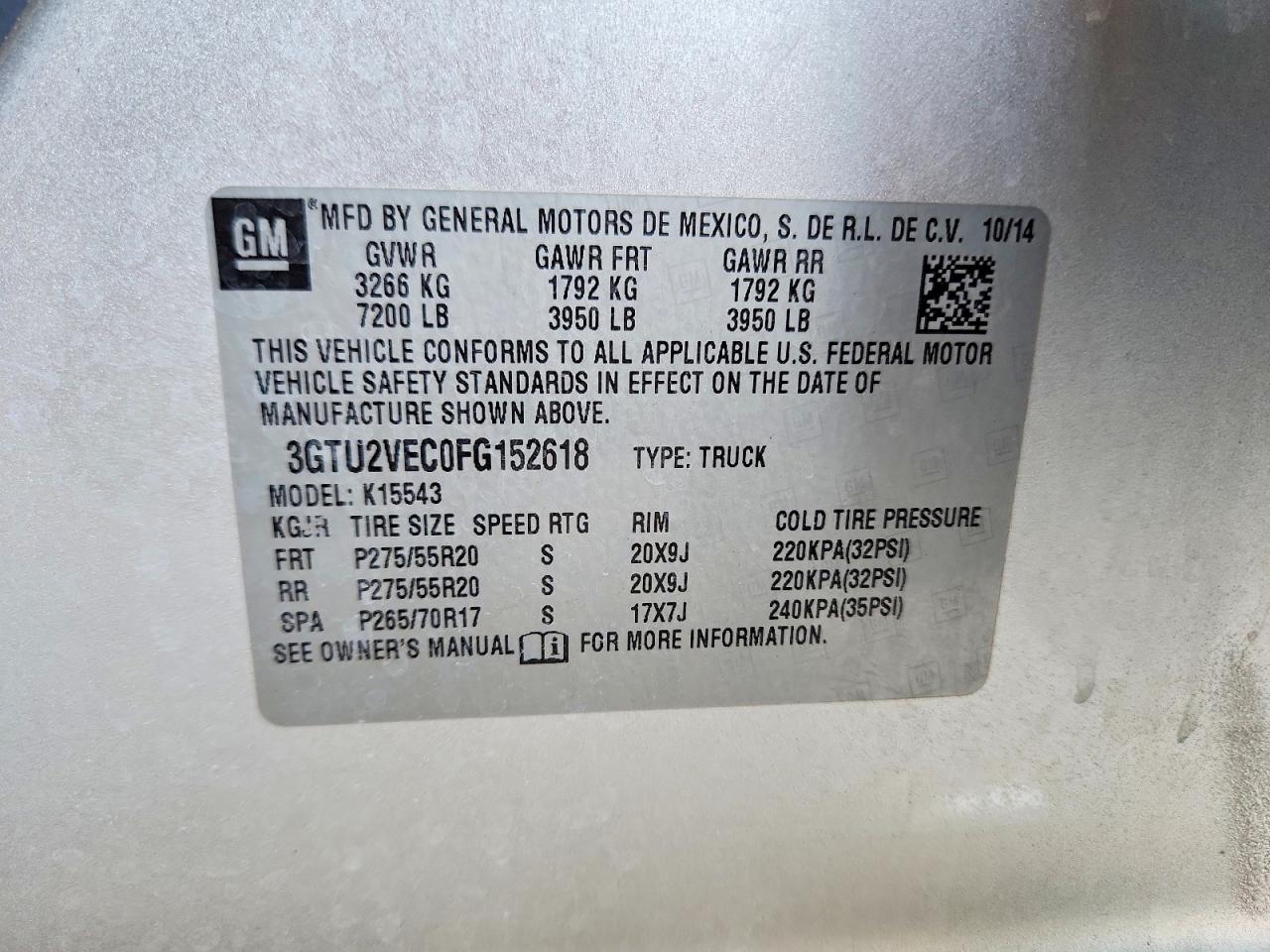 2015 Gmc Sierra K1500 Slt Silver vin: 3GTU2VEC0FG152618